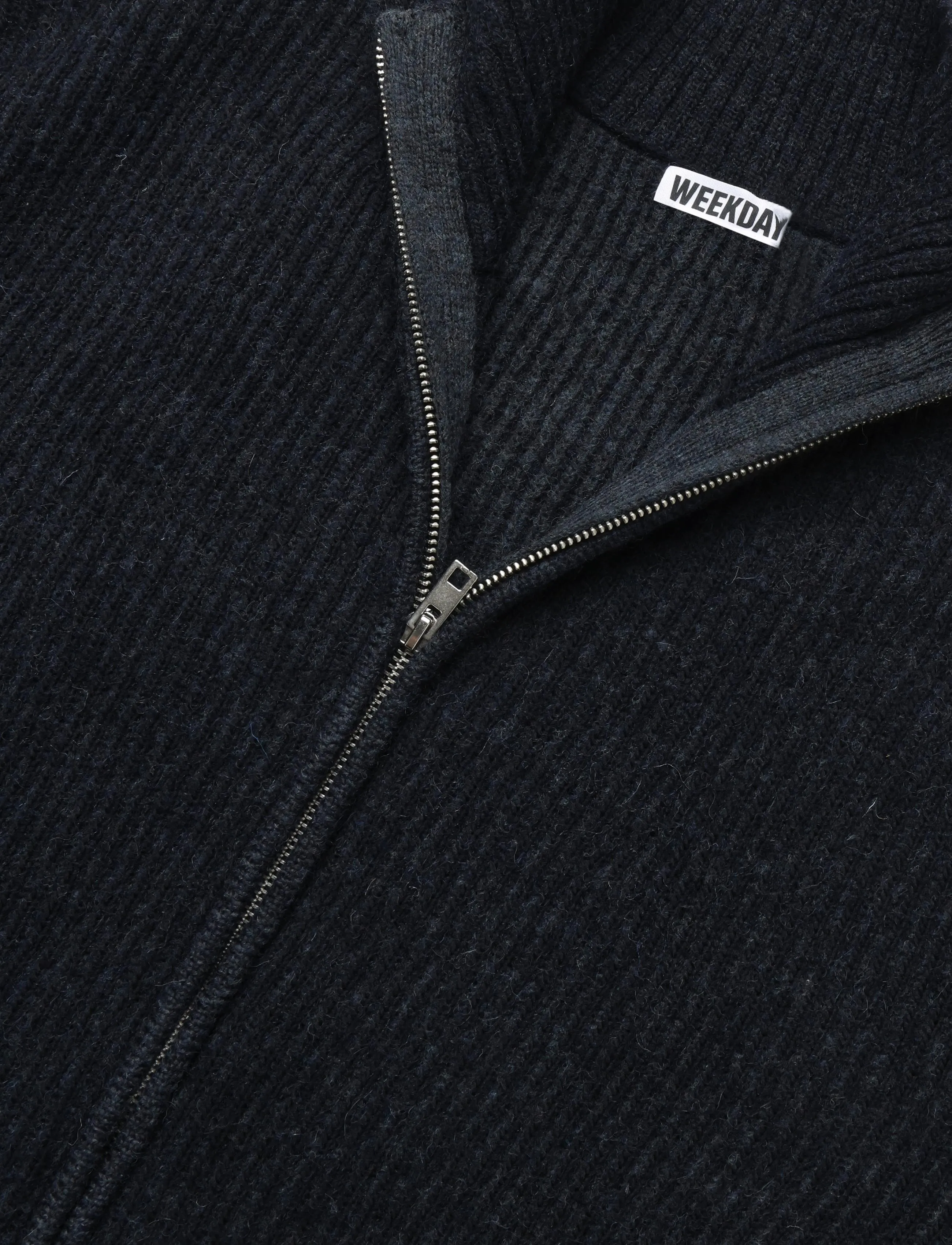 Weekday - Relaxed Wool-Blend Rib-Knit Zip Cardigan - pullover mit durchgehendem reißverschluss - blue dark - 2