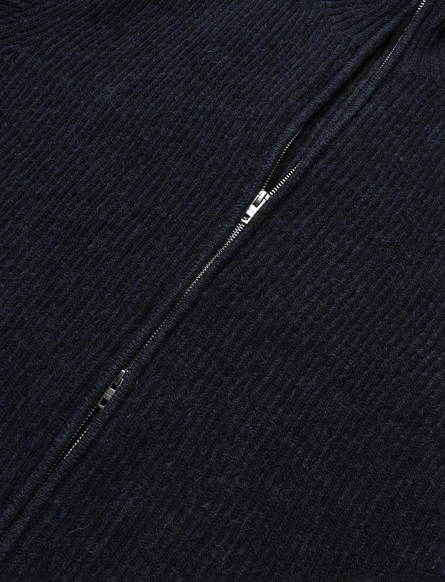 Weekday - Relaxed Wool-Blend Rib-Knit Zip Cardigan - pullover mit durchgehendem reißverschluss - blue dark - 3