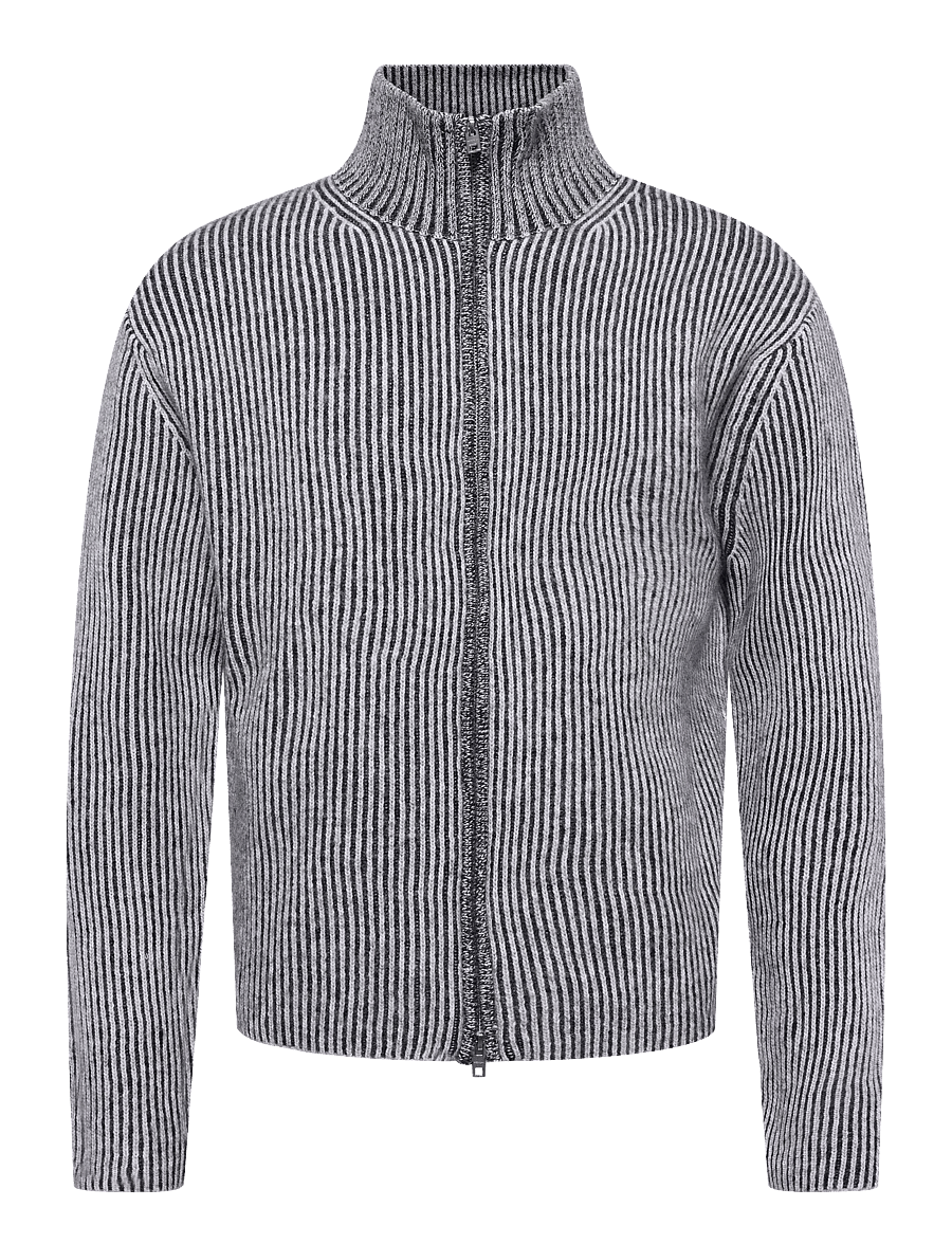 Weekday - Dennis Woolblend Cardigan - pullover mit durchgehendem reißverschluss - off white + black - 0