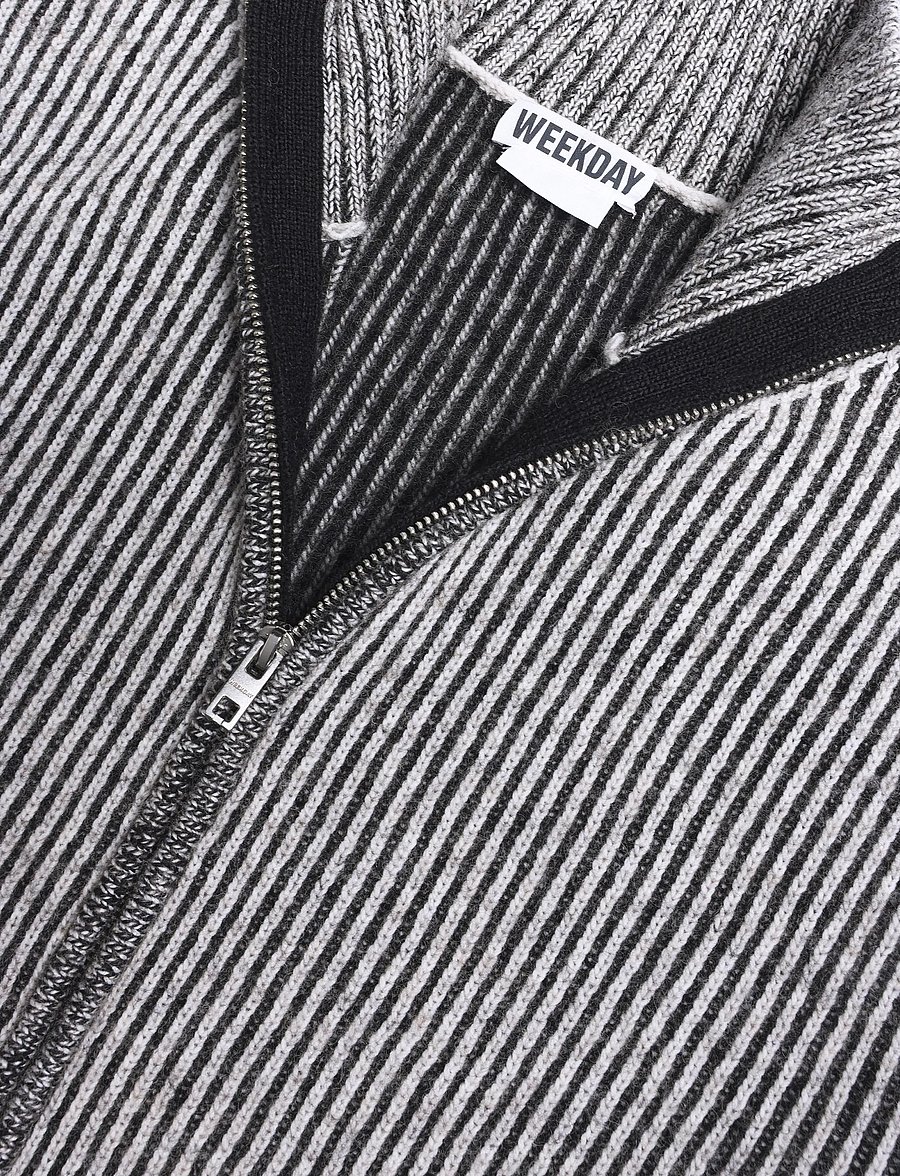 Weekday - Dennis Woolblend Cardigan - pullover mit durchgehendem reißverschluss - off white + black - 2