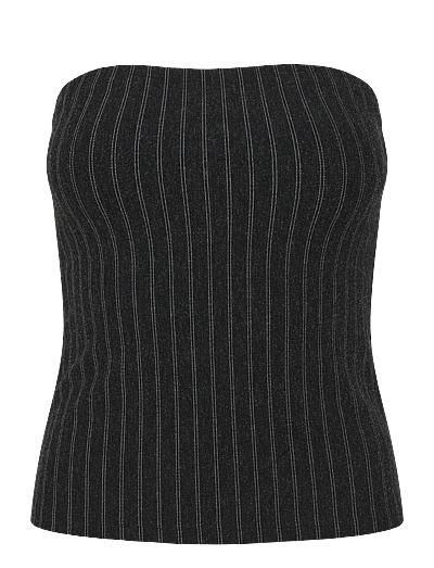 Weekday Suiting Bandeau Top - Crop tops - DARK GREY PINSTRIPE / grey