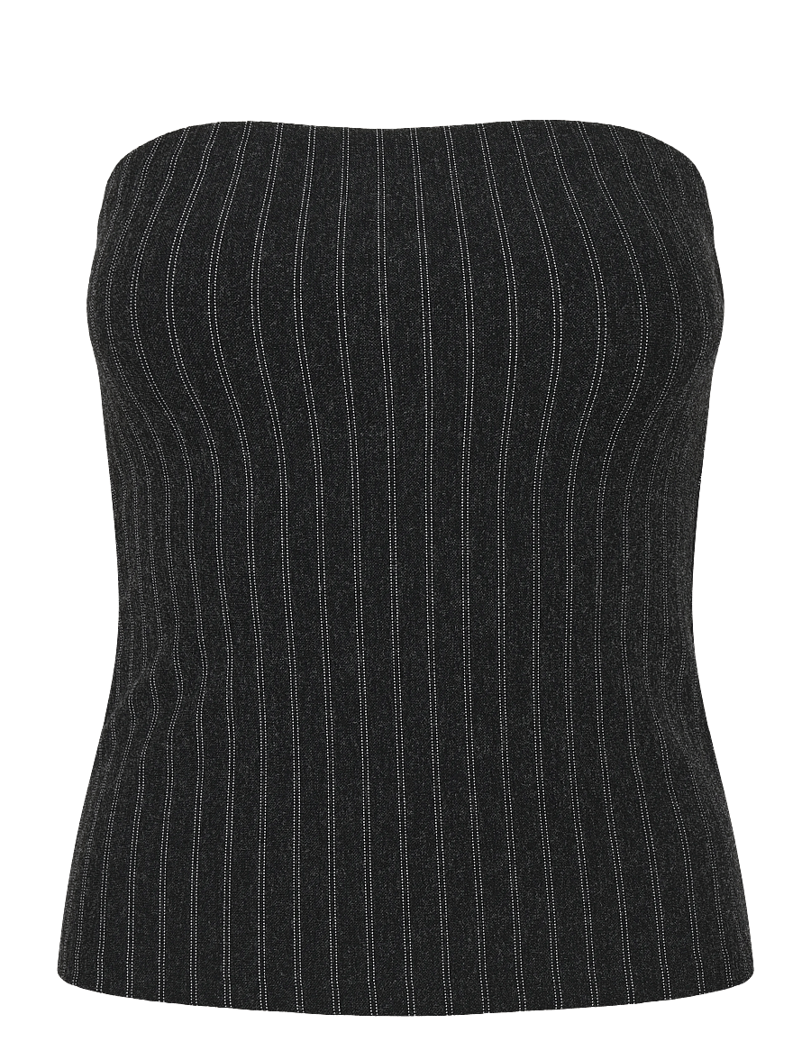 Weekday - Suiting Bandeau Top - crop tops - dark grey pinstripe - 0