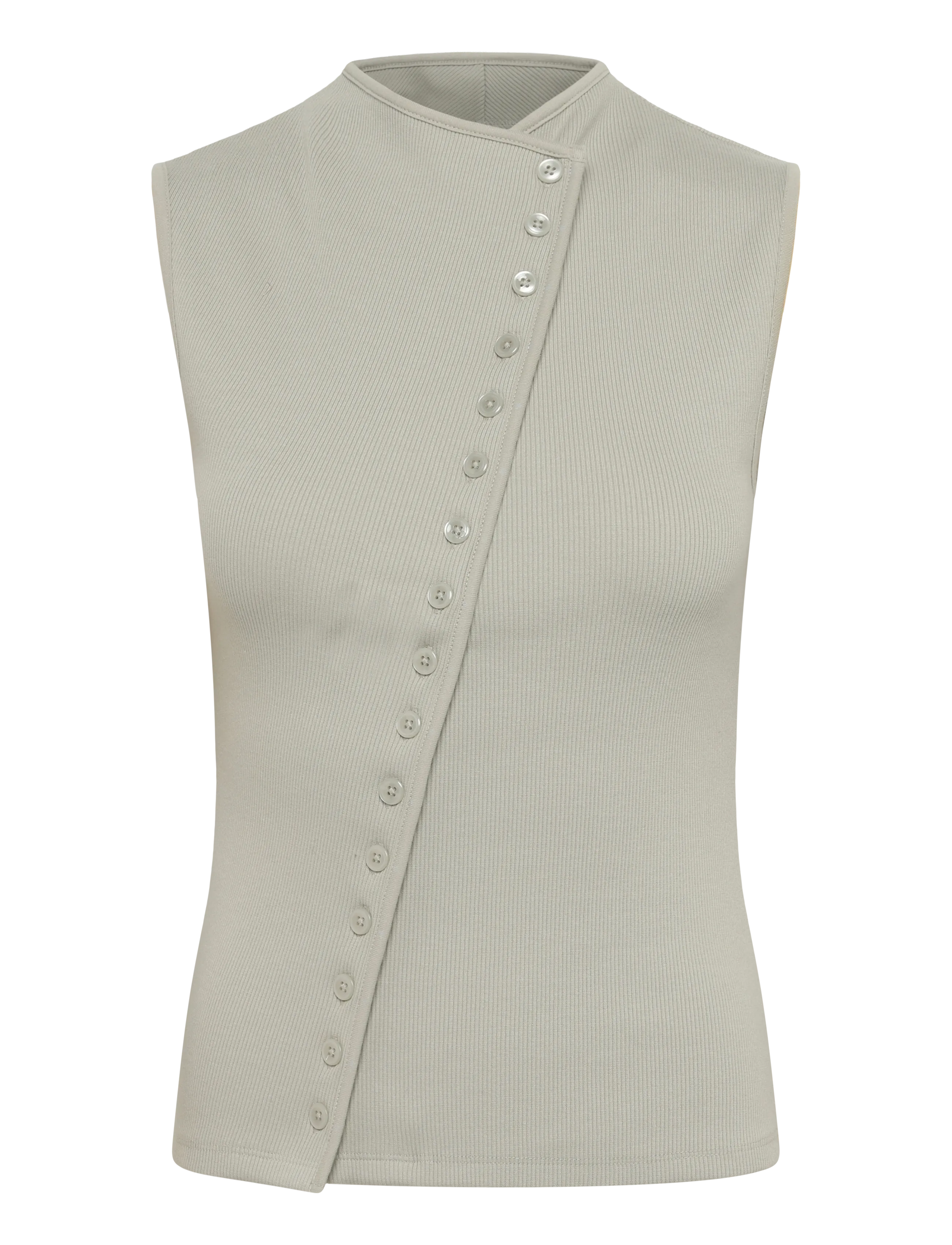 Weekday Asymmetric Button Top, Kvinder, Asymmetrisk Knap Top, Grå, Str: S