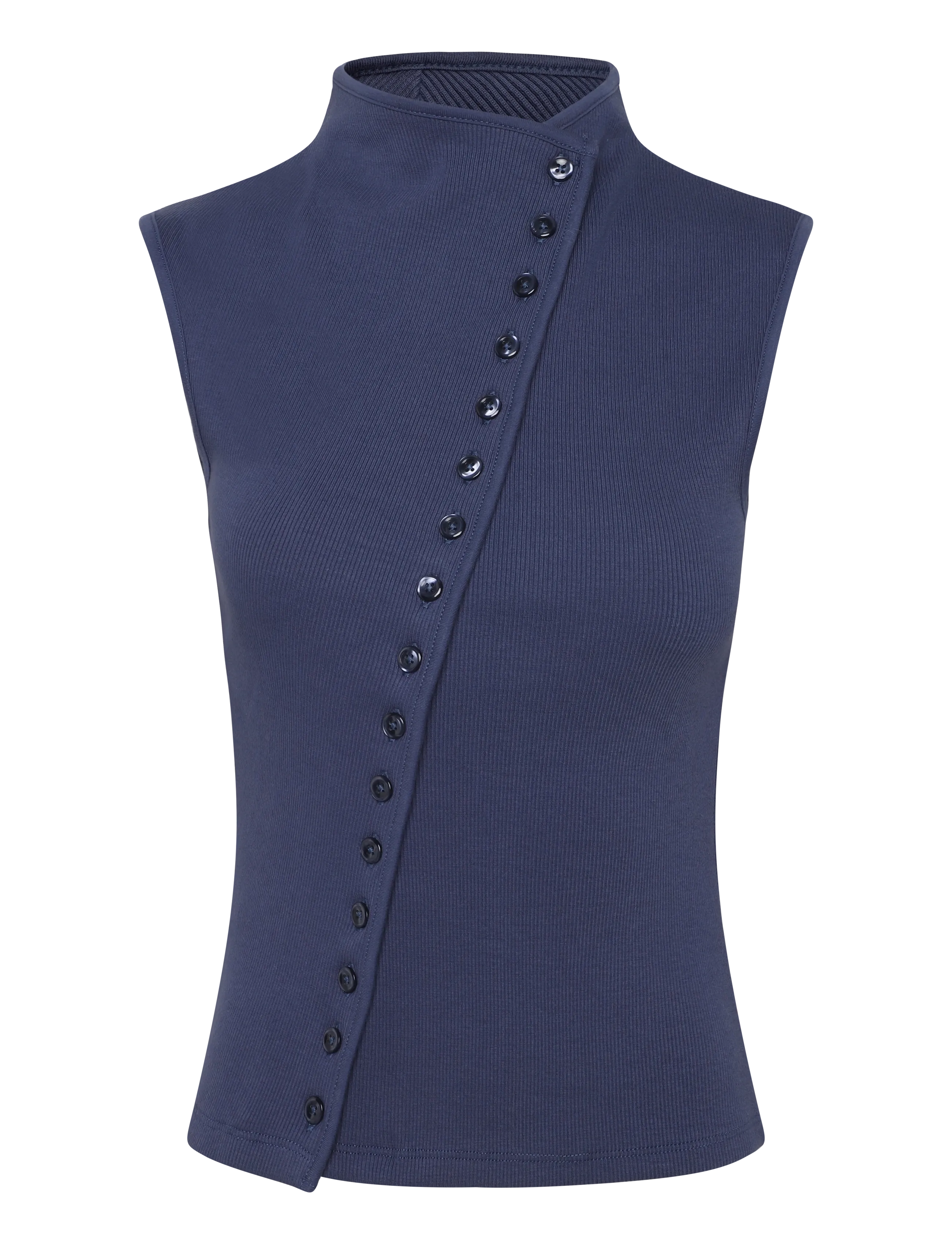 Weekday Gilly Asymmetric Button Top, Damen, Asymmetrisches Knopf Top, Marineblau, Gr.S