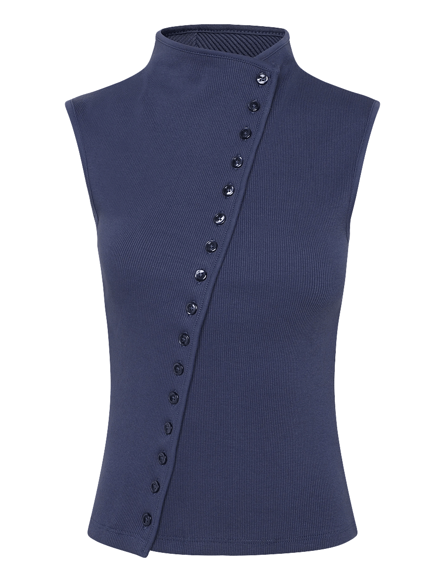 Weekday - Asymmetric button top - varrukateta topid - navy - 0