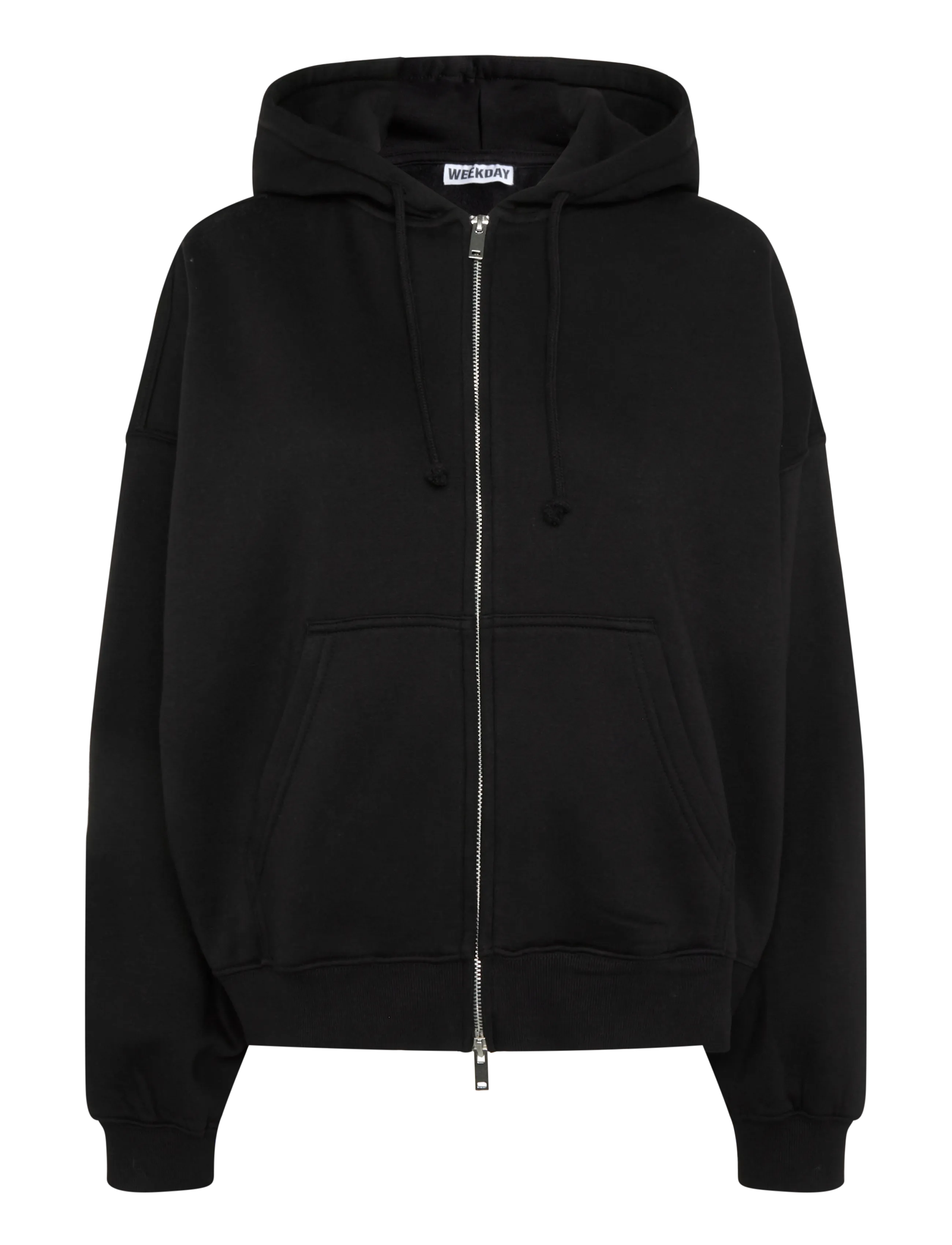 Weekday Lotte Standard Zip Hoodie - Summer in the city - BLACK / black