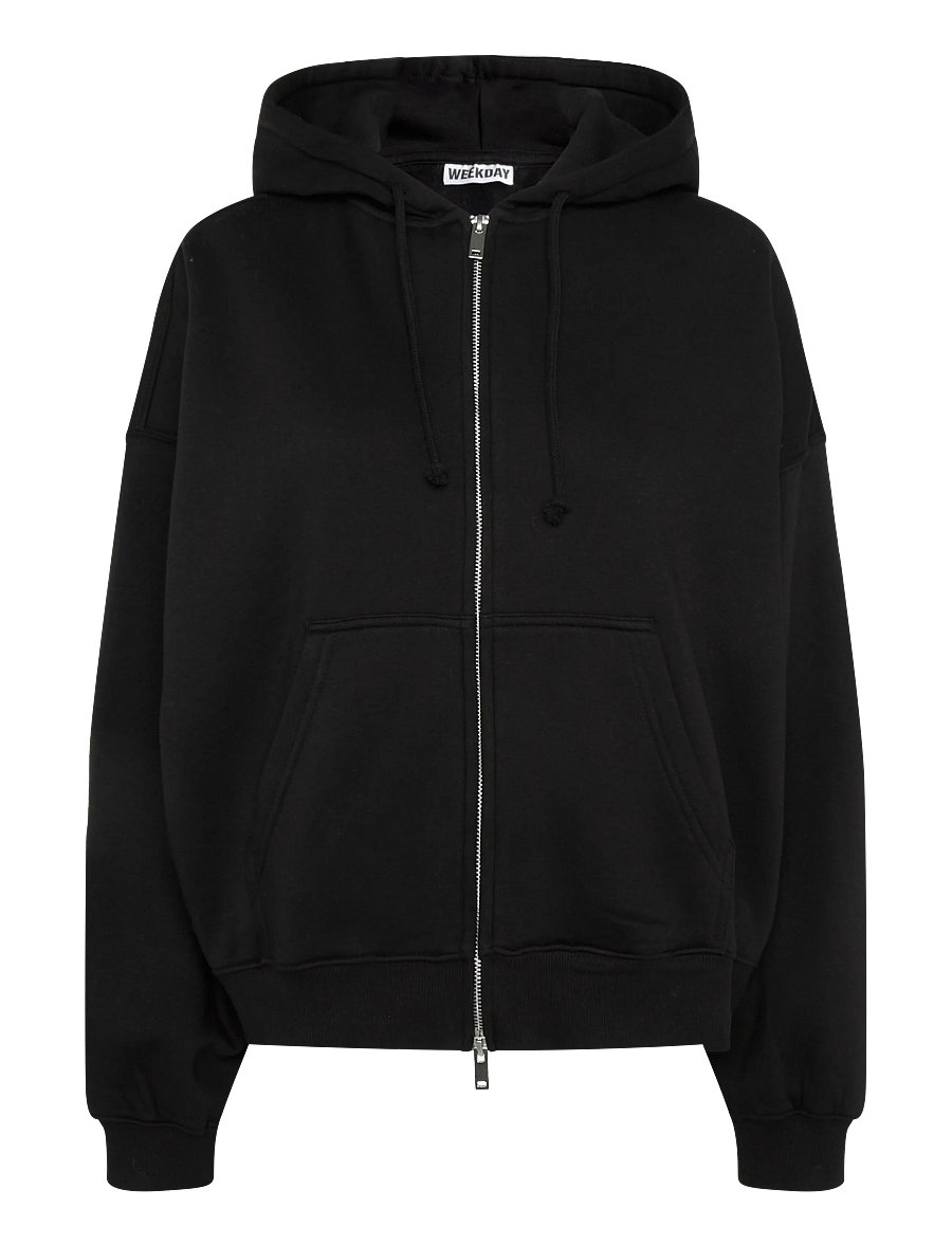 Weekday - Lotte Standard Zip Hoodie - kapuutsiga pusad - black - 0