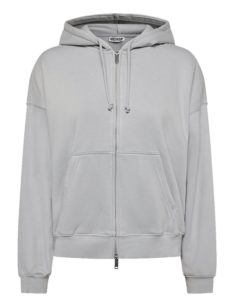 Weekday - Lotte Standard Zip Hoodie - hættetrøjer - light grey - 0