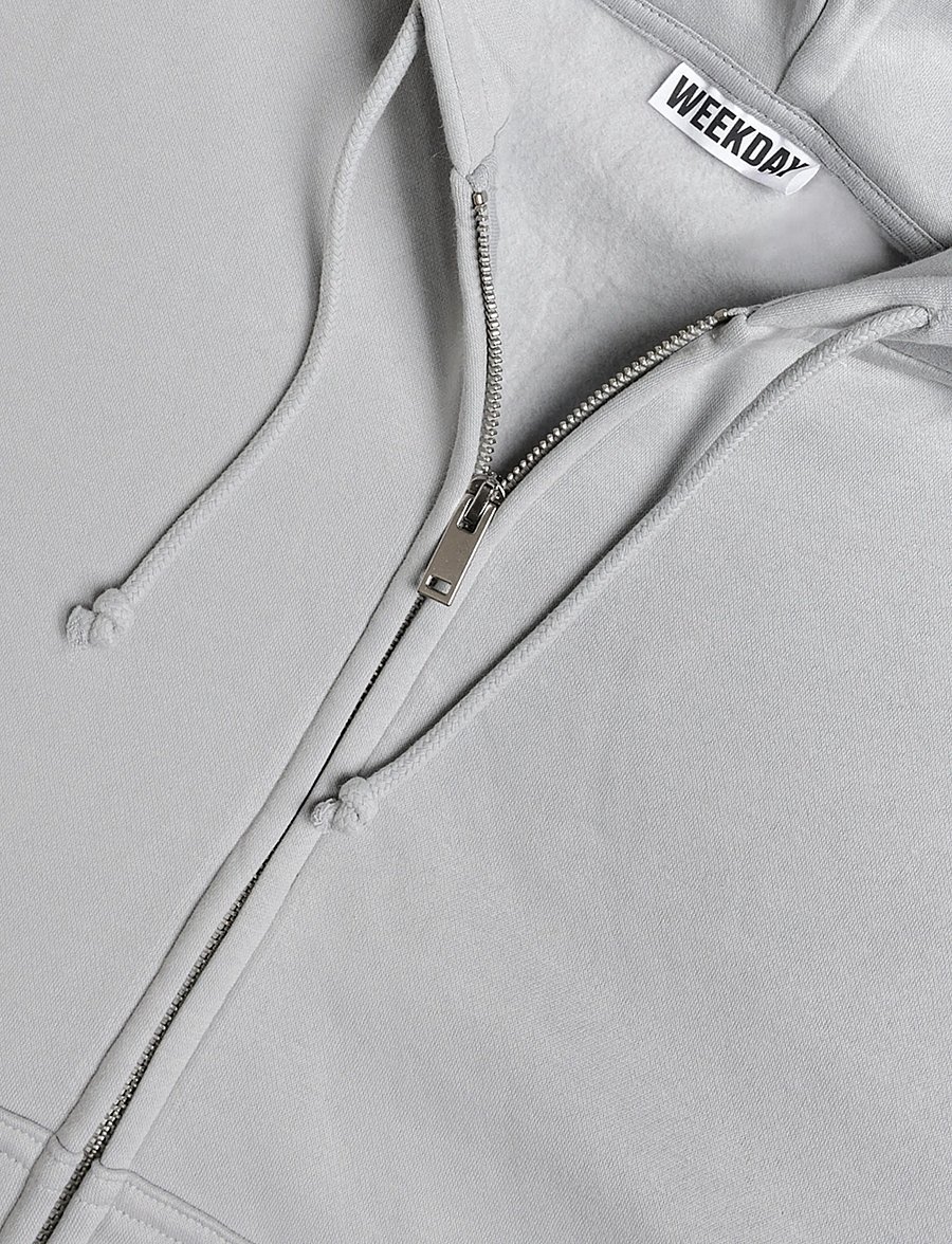 Weekday - Lotte Standard Zip Hoodie - hættetrøjer - light grey - 2