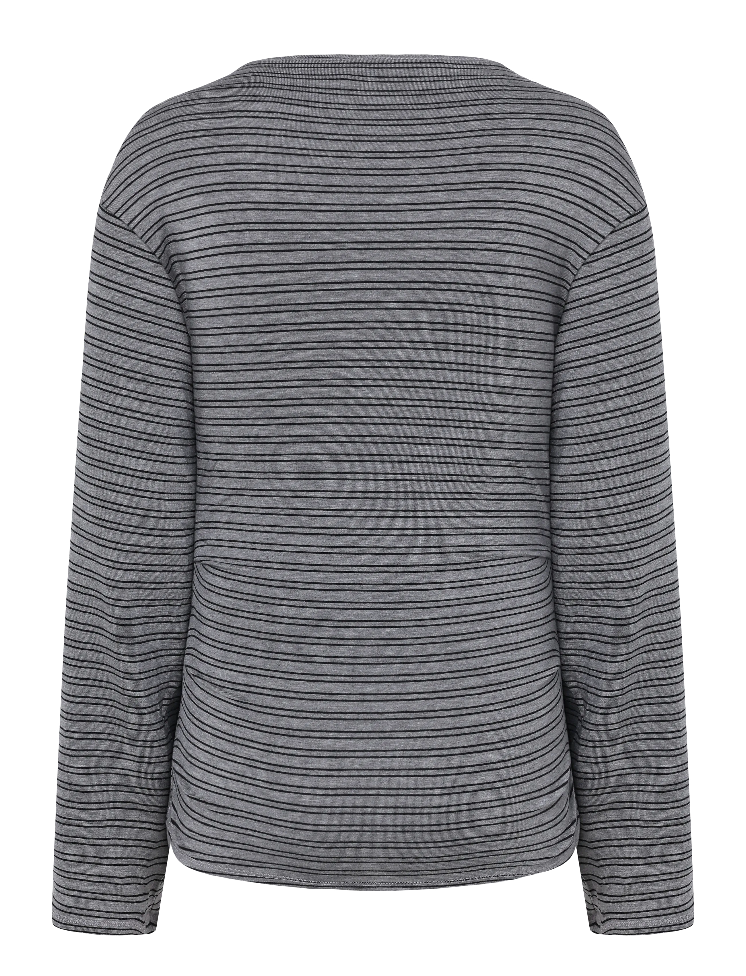 Weekday - Susie V-Neck Long Sleeve - langærmede toppe - grey melange/ black stripe - 1