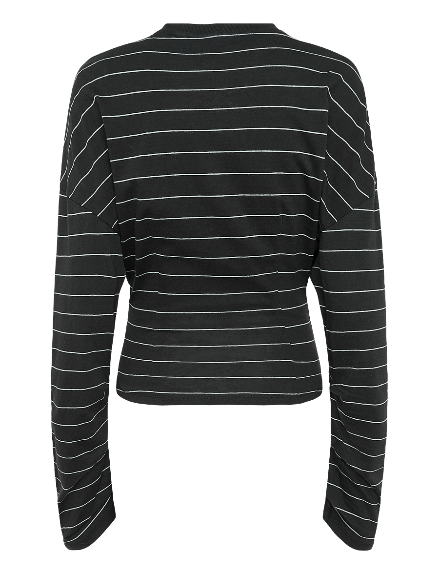 Weekday - Milly Henley LS - lühikesed topid - dark grey stripe - 1