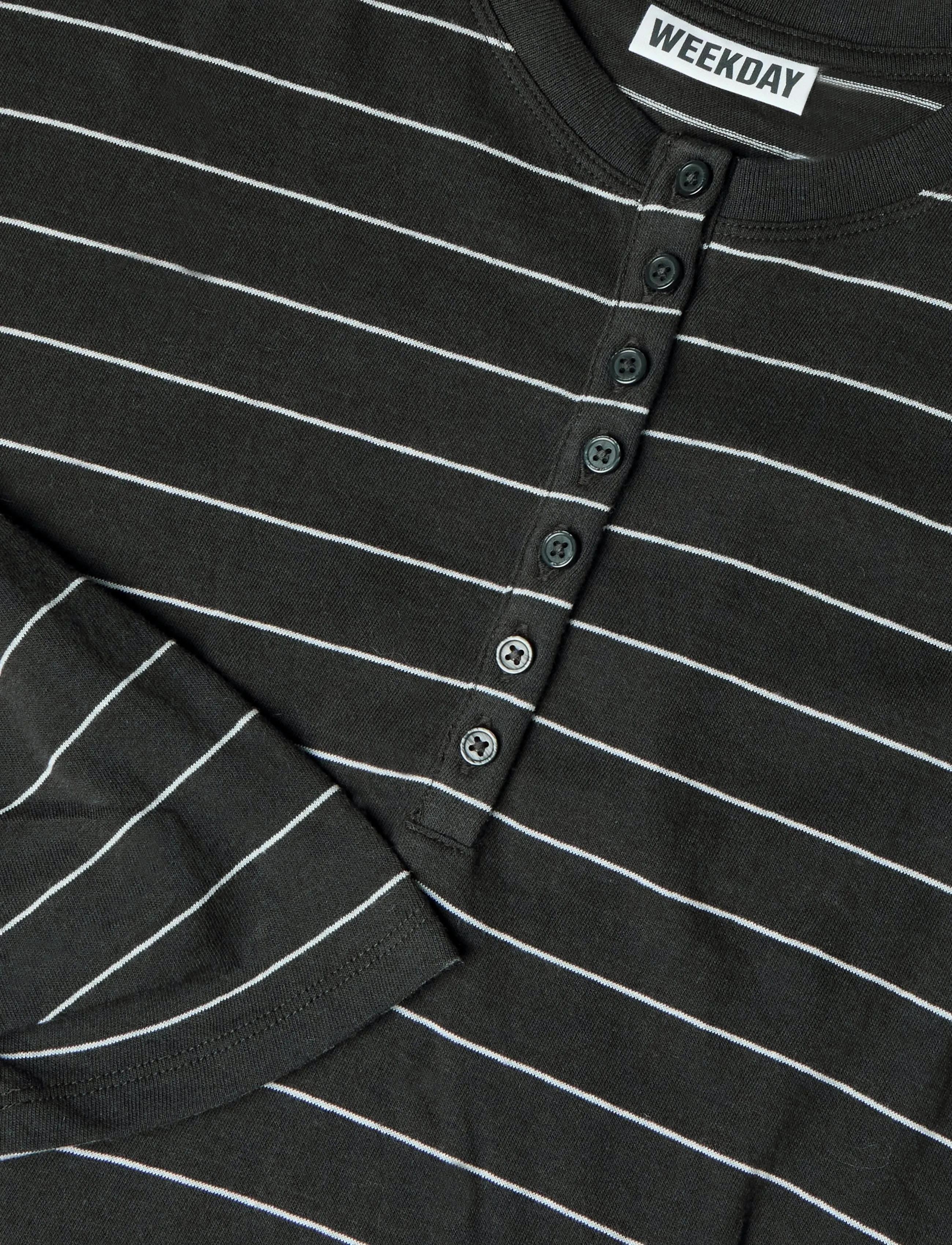 Weekday - Milly Henley LS - dark grey stripe - 2