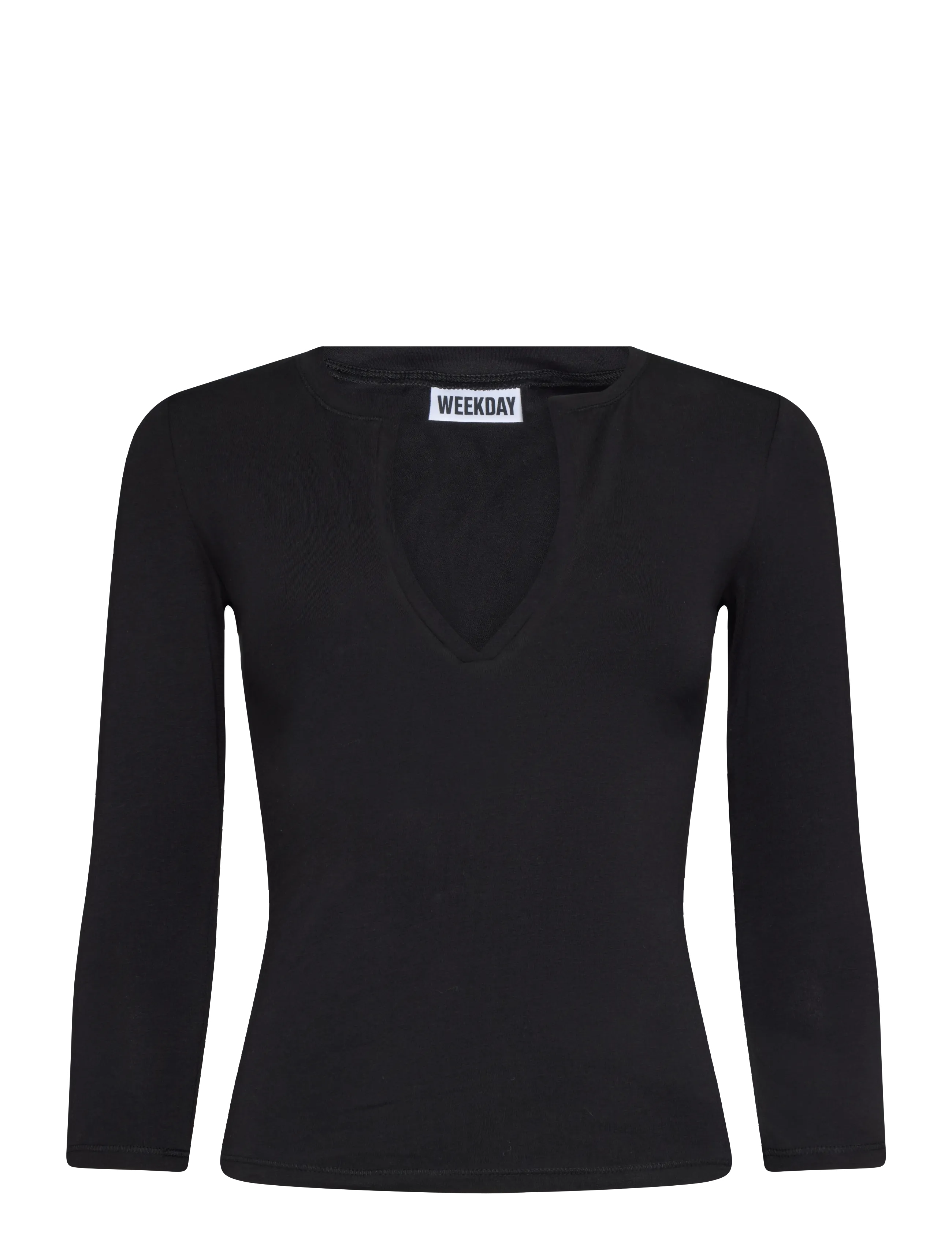 Weekday Nessa V neck with 3/4 sleeve - Ikdienas stils - BLACK / black