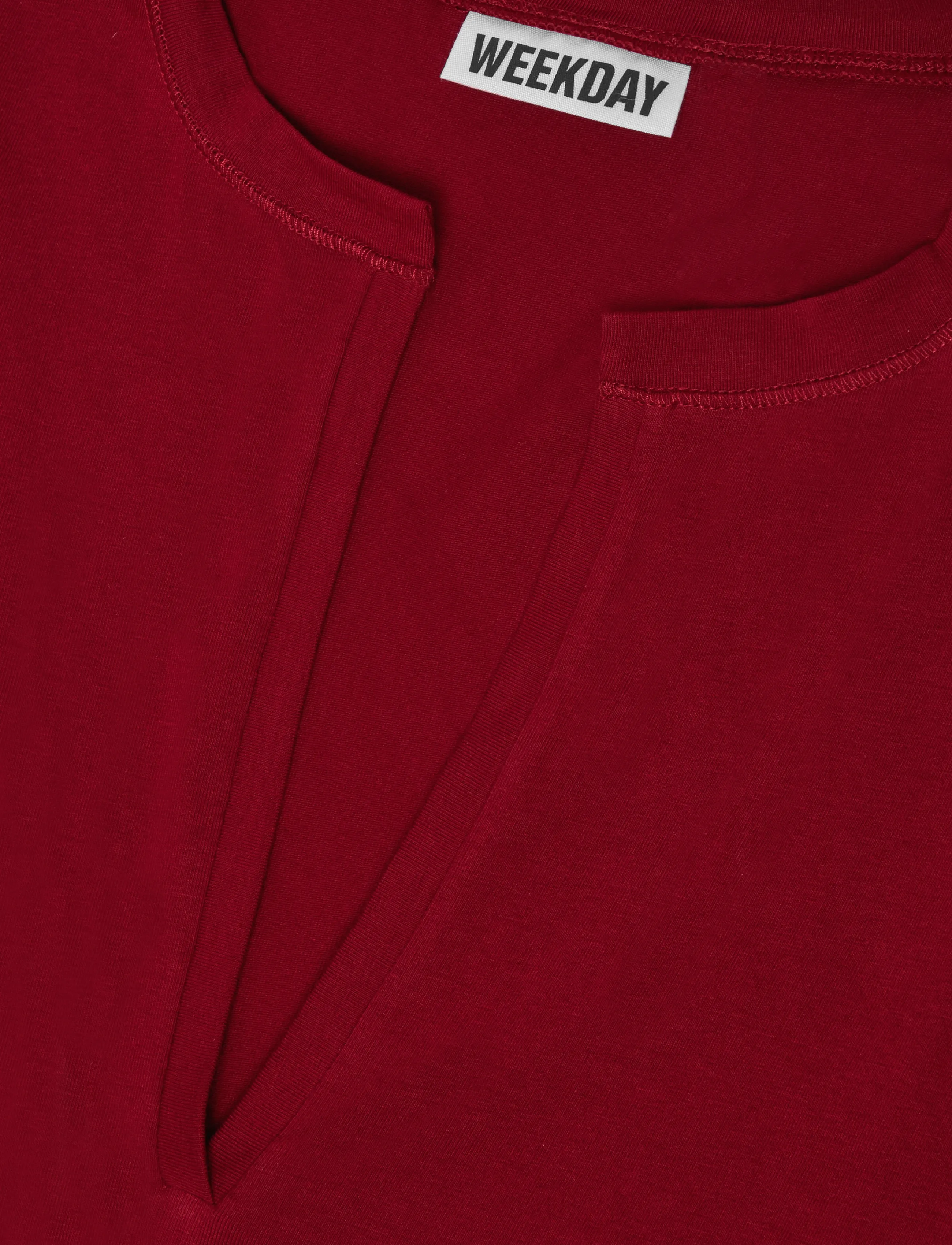 Weekday - Nessa V neck with 3/4 sleeve - dark red - 2
