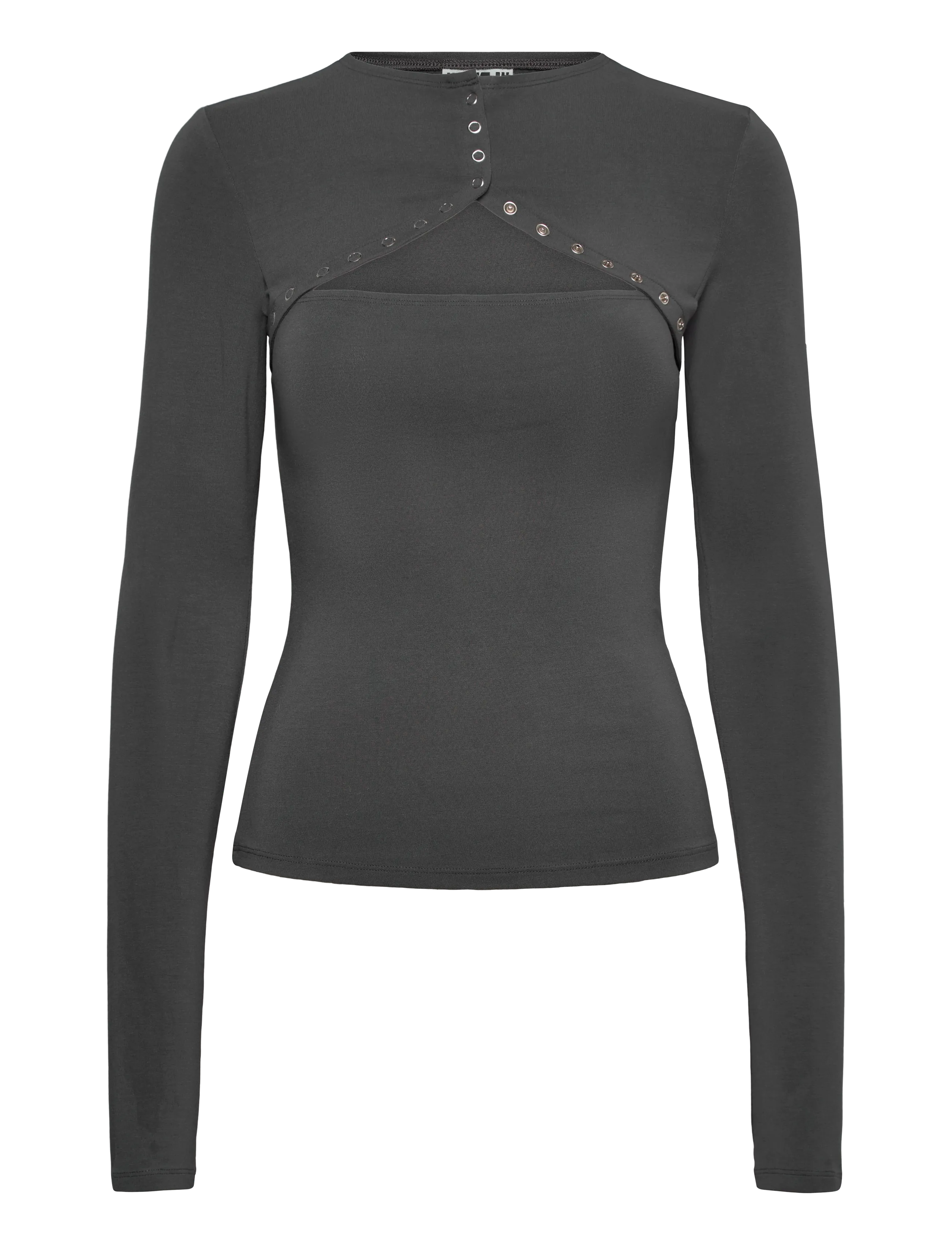 Weekday Iris Button Bolero Long Sleeve, Damen, Druckknopf Bolero, Grau, Gr.XS