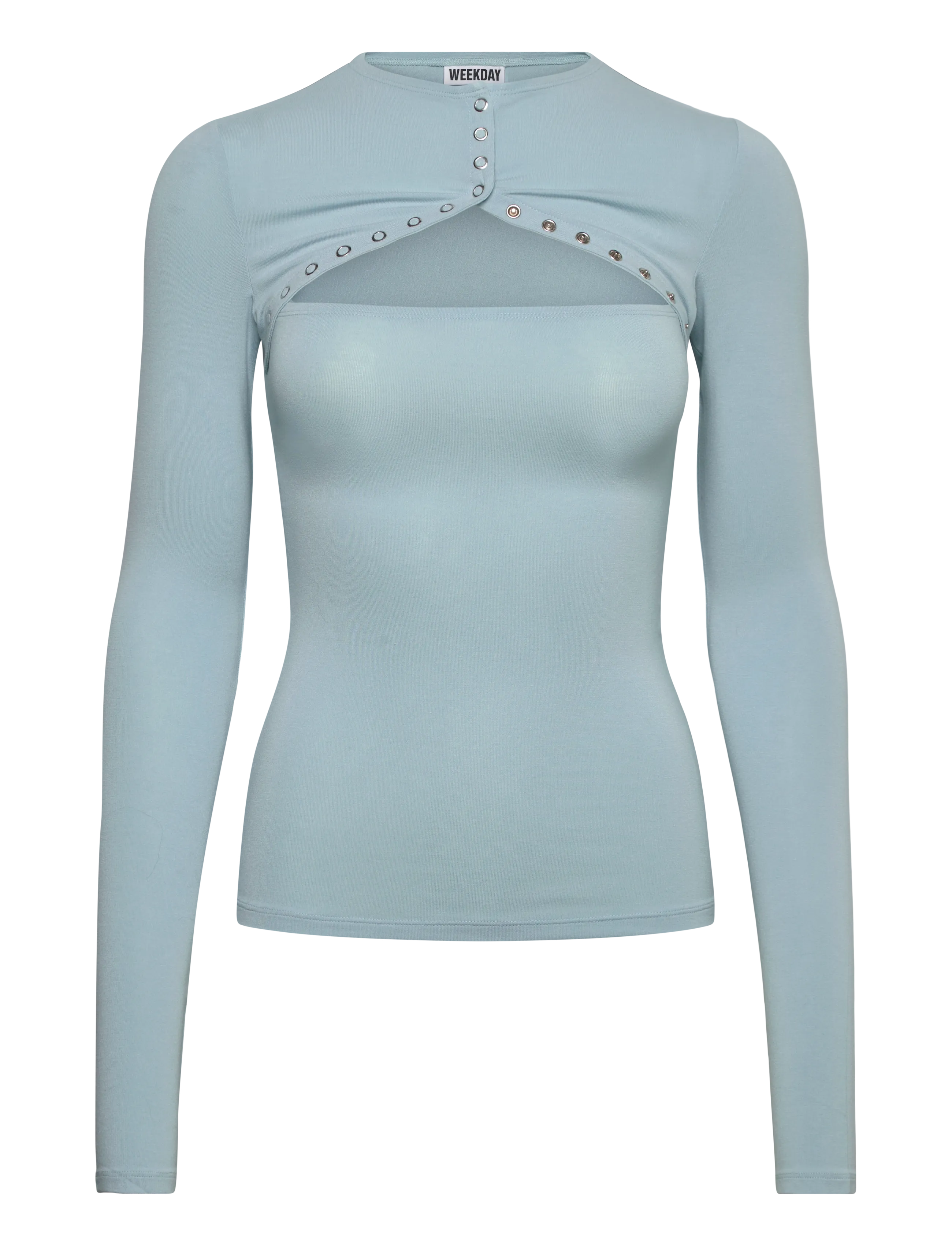 Weekday Iris Button Bolero Long Sleeve, Damen, Druckknopf Bolero, Blau, Gr.XL