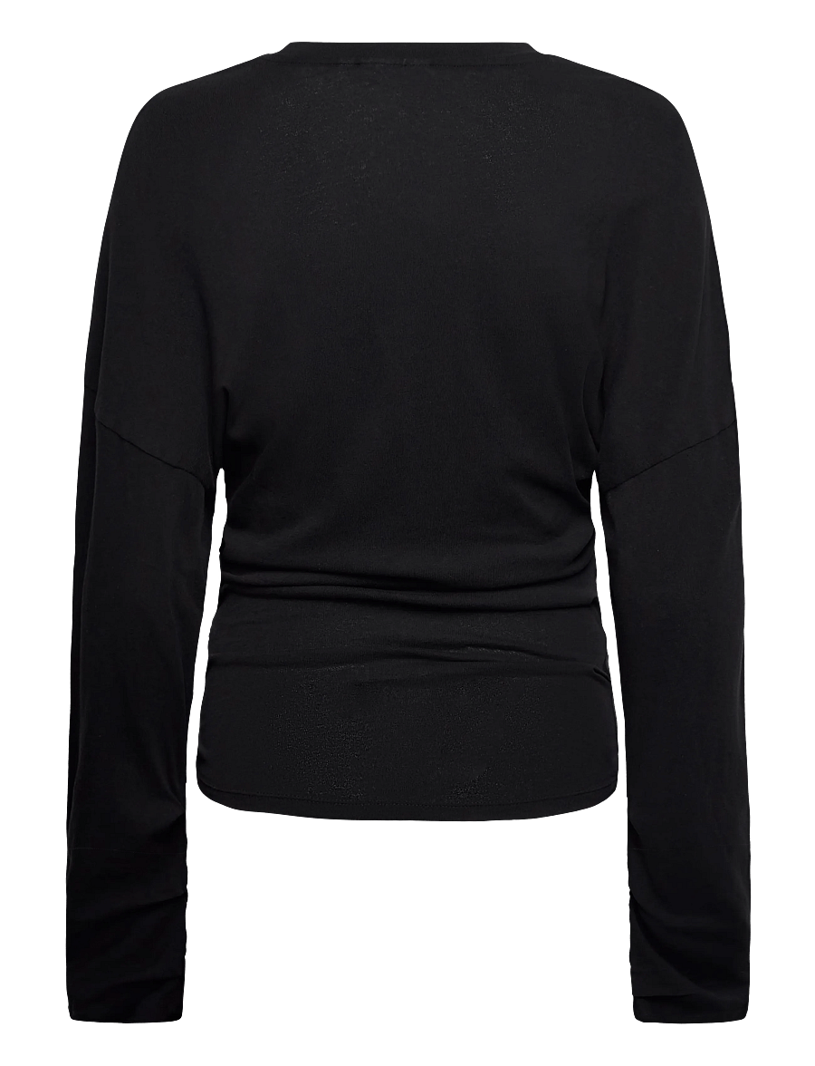 Weekday - Printed Pleated Longsleeve - long-sleeved tops - black print - 1