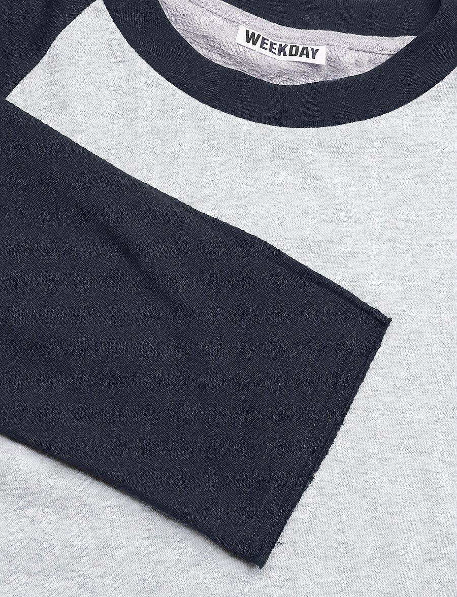 Weekday - Raglan Long Sleeve - langærmede t-shirts - grey melange dusty l - 2