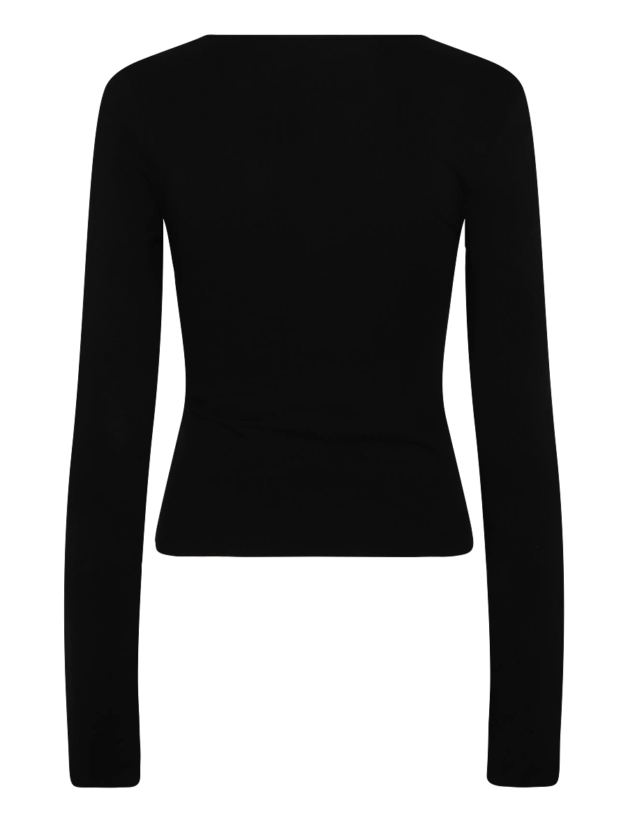 Weekday - Vinnie V-neck Slim Long Sleeve - pikkade varrukatega topid - black - 1