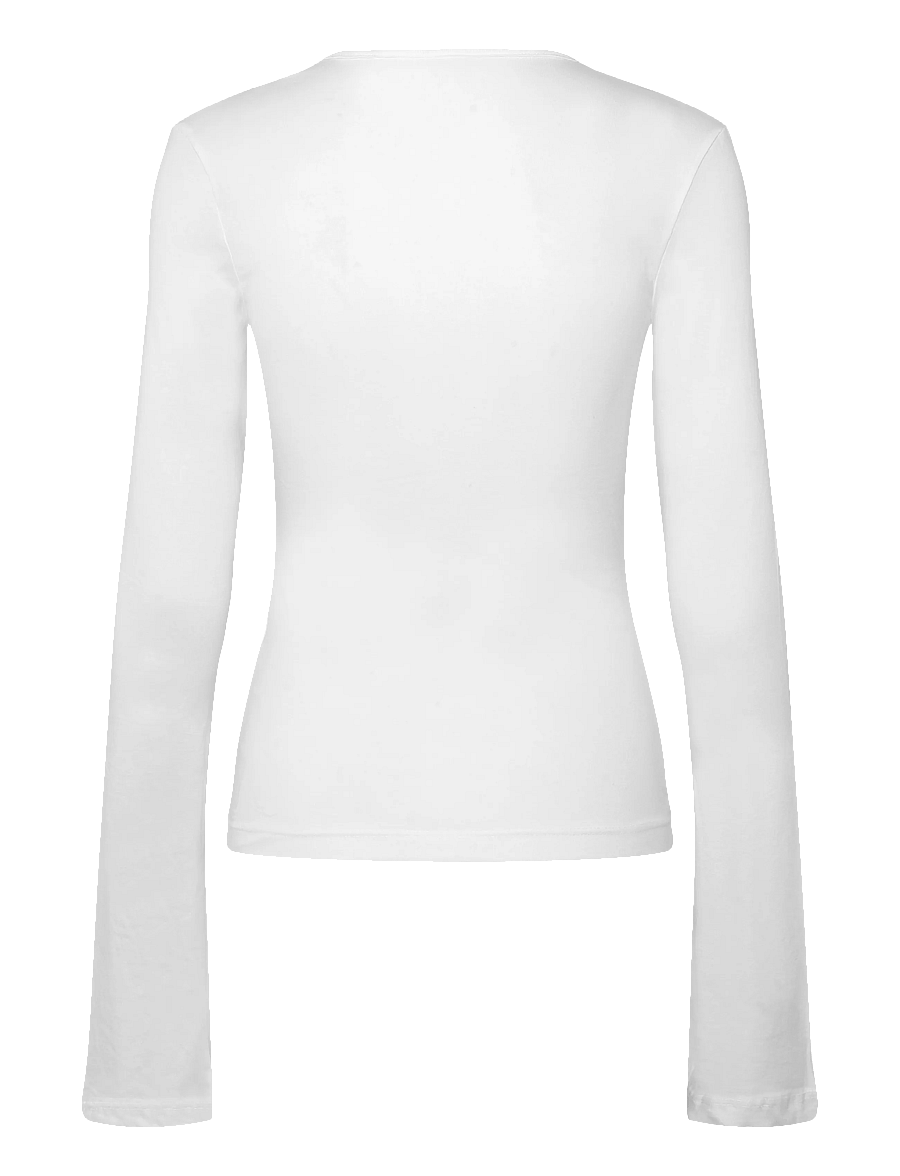 Weekday - Vinnie V-neck Slim Long Sleeve - pikkade varrukatega topid - white - 1