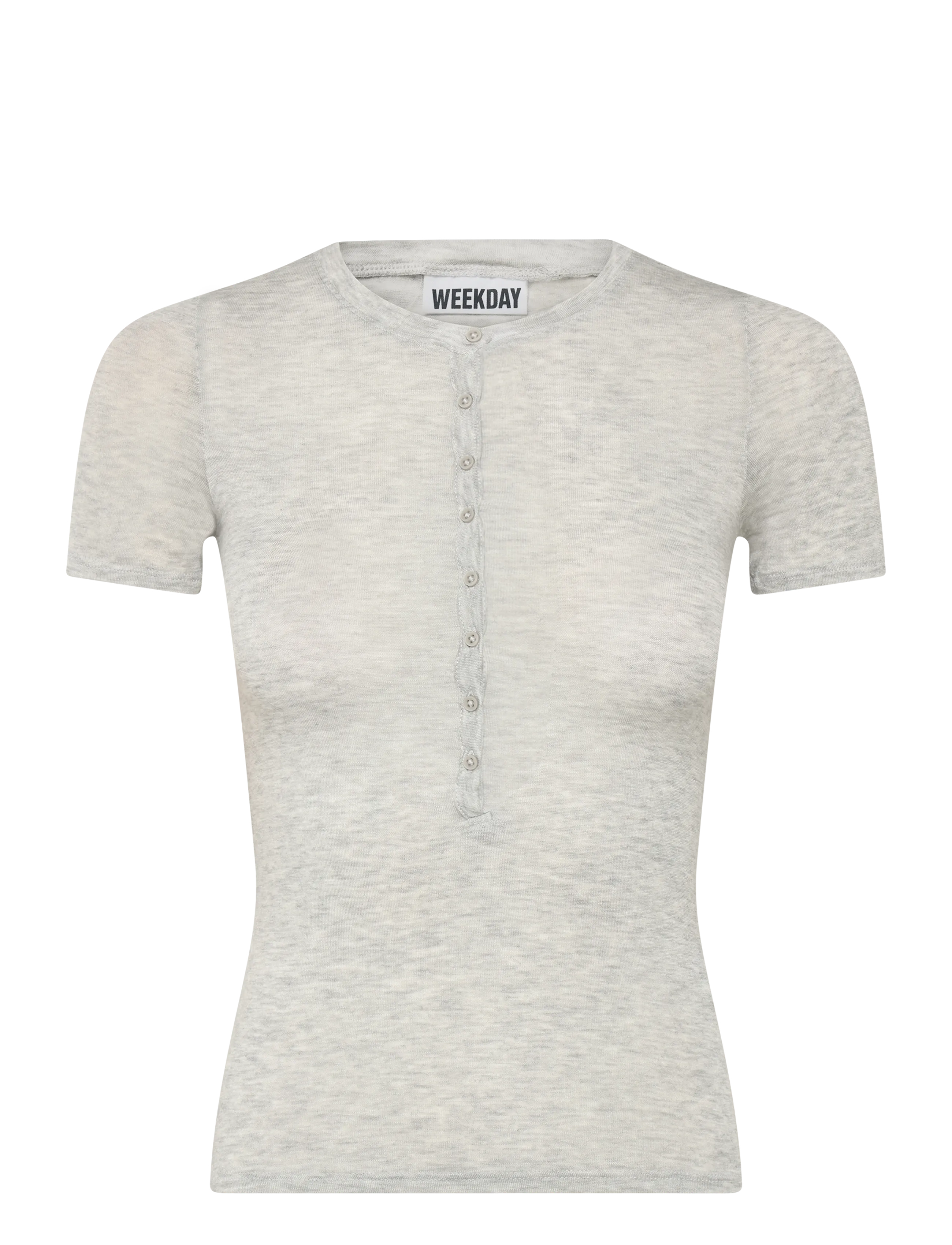 Weekday Henley Short-Sleeved Top, M, T-shirts & Oberteile, Grau - Short-sleeved, Frauen
