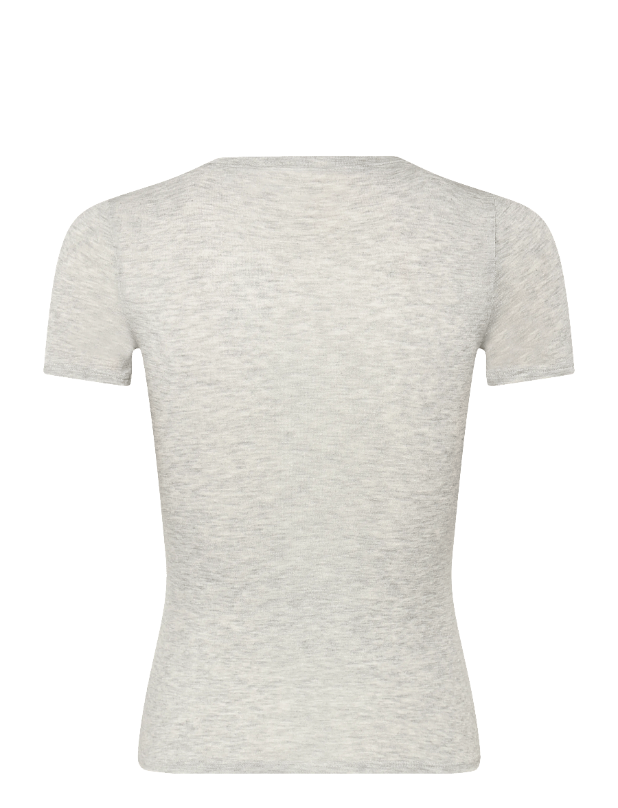 Weekday - Henley Short-sleeved Top - t-shirts - grey melange - 1
