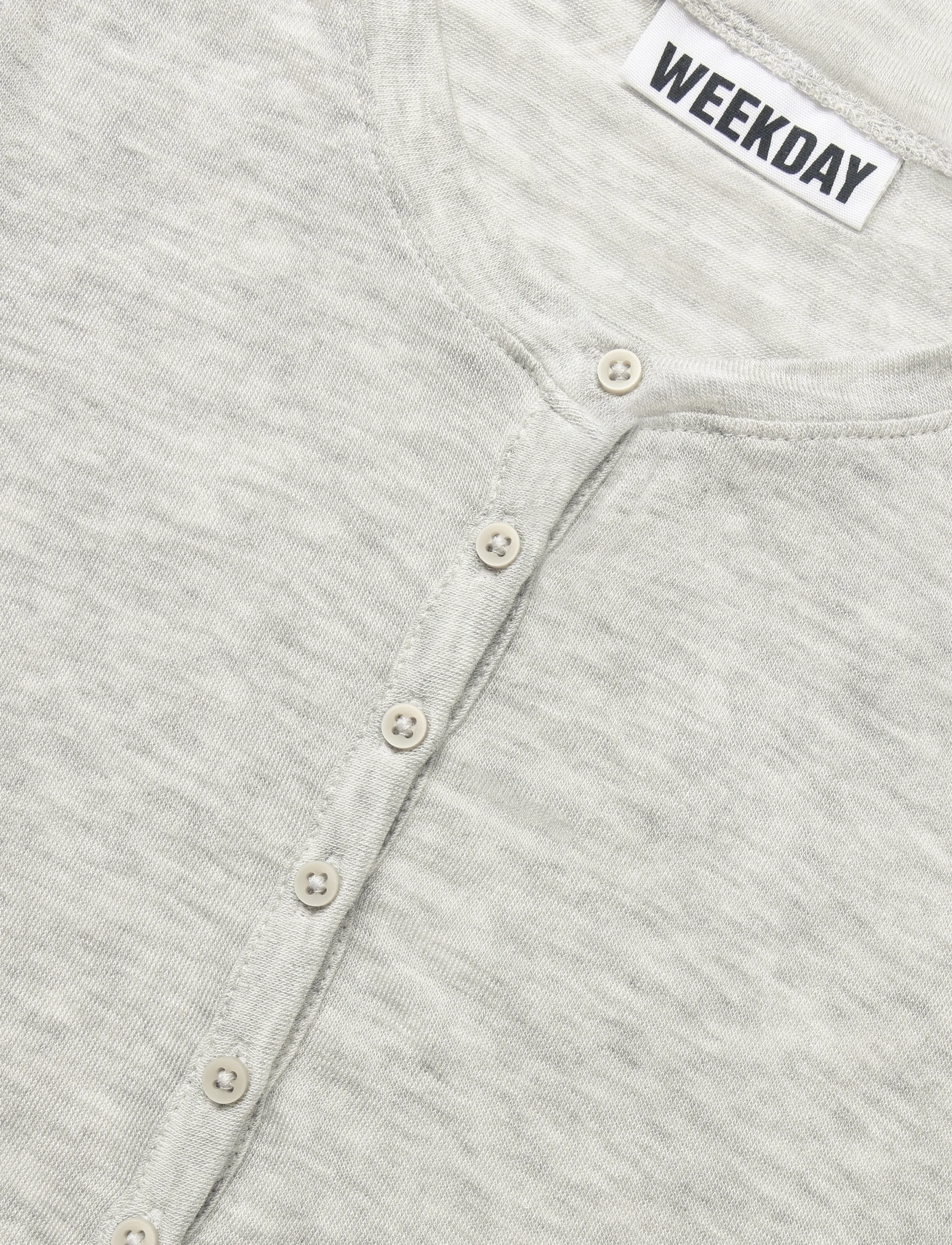 Weekday - Henley Short-sleeved Top - grey melange - 2