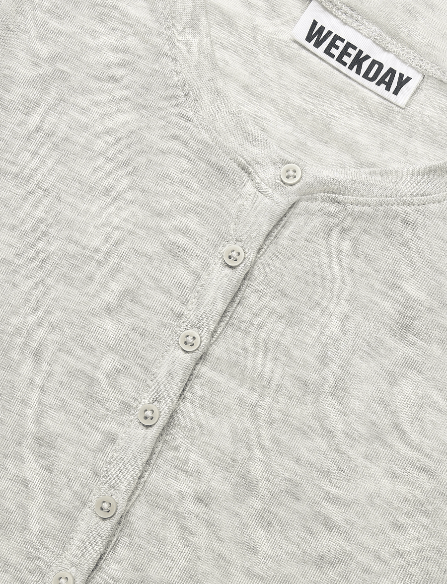 Weekday - Henley Short-sleeved Top - t-shirts - grey melange - 2