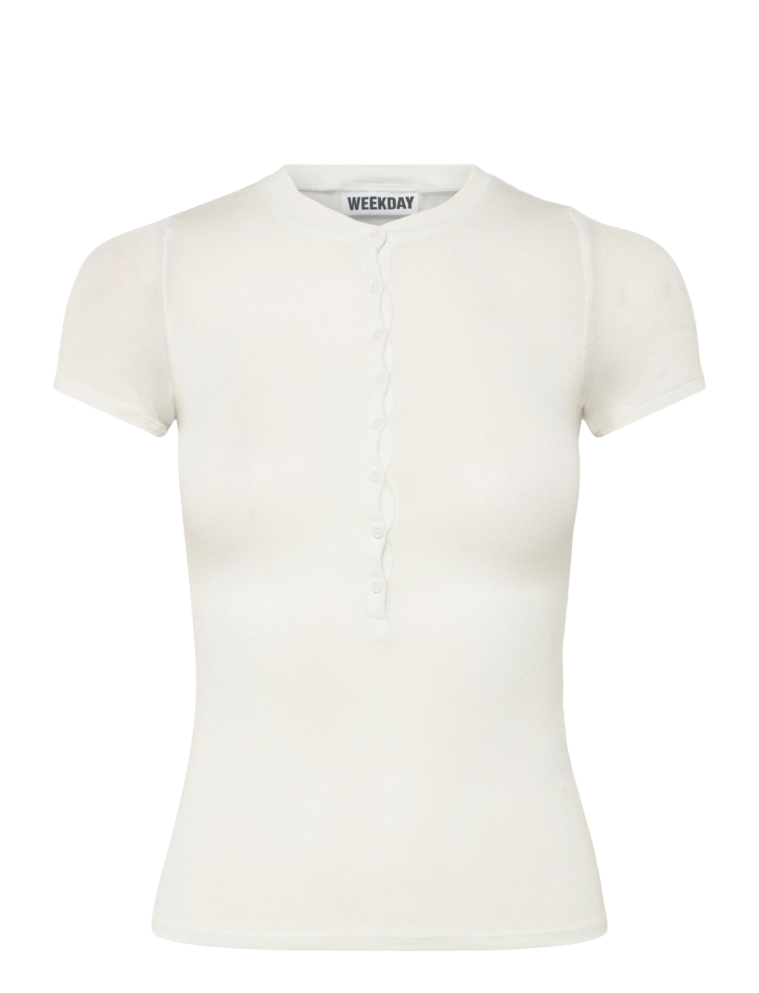Weekday Henley Short-Sleeved Top, M, T-shirts & Oberteile, Creme - Short-sleeved, Frauen