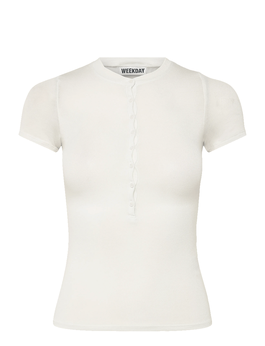 Weekday - Henley Short-sleeved Top - t-shirts - off white - 0