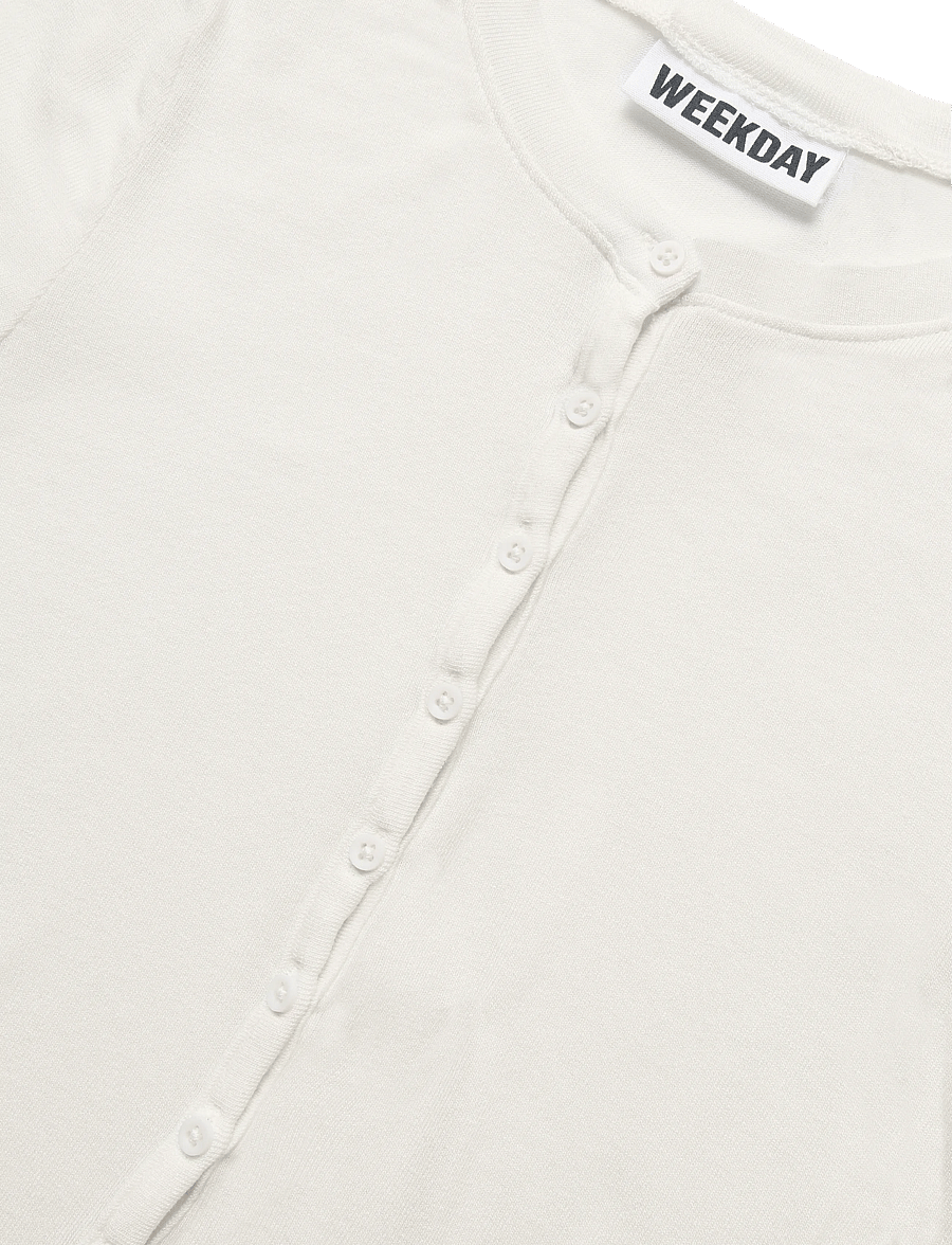 Weekday - Henley Short-sleeved Top - t-shirts - off white - 2