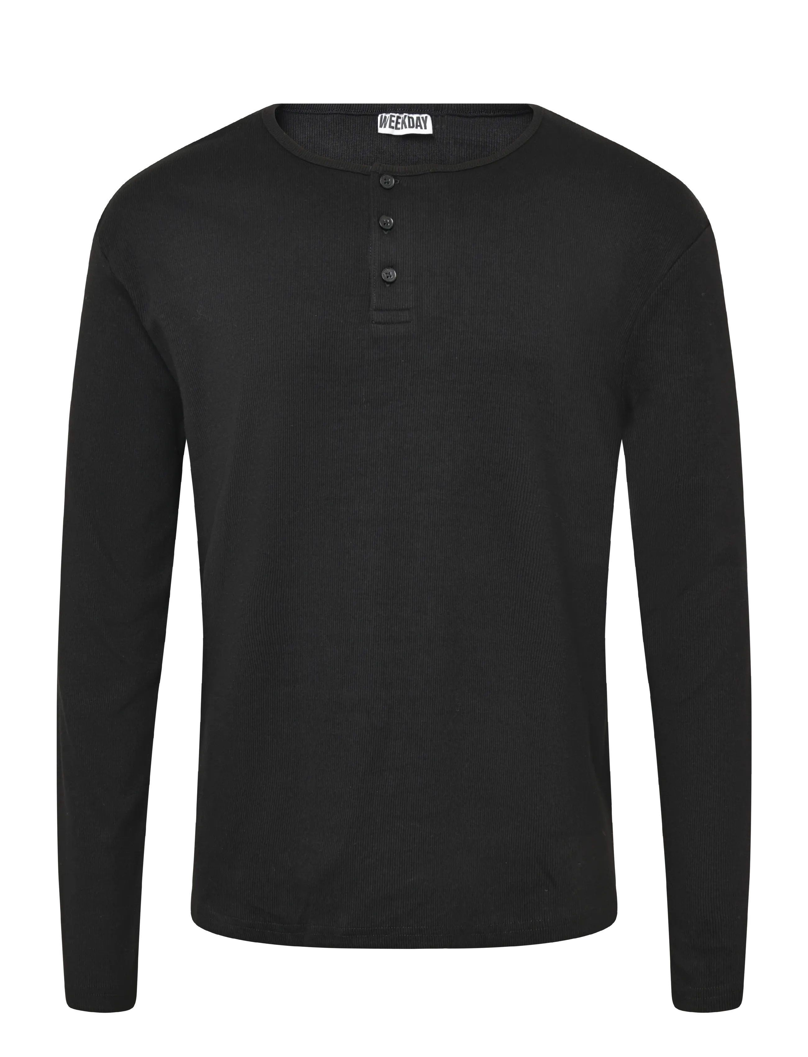 Weekday Long-sleeved cotton henley - Kollektionen - BLACK / black