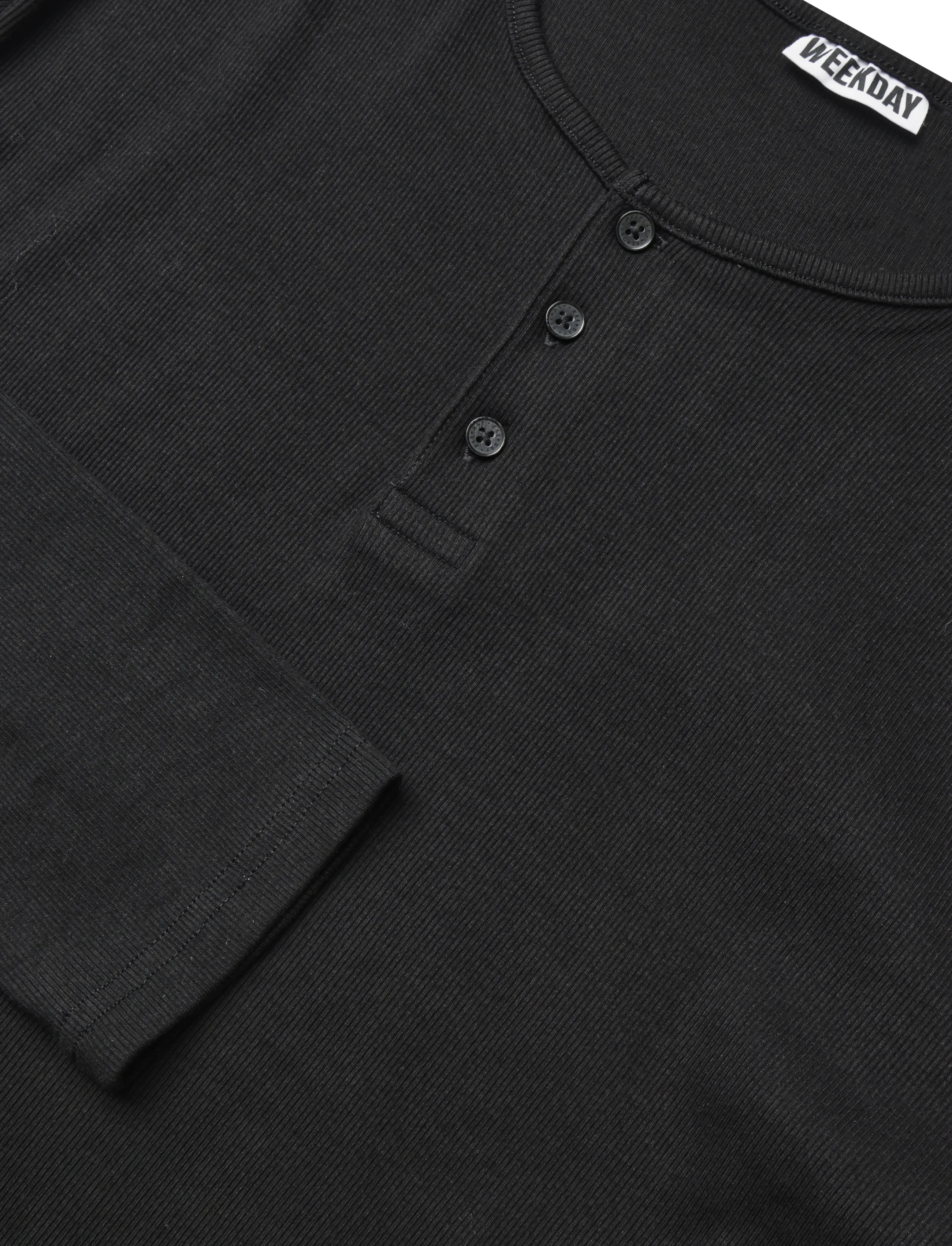 Weekday - Long-sleeved cotton henley - black - 2