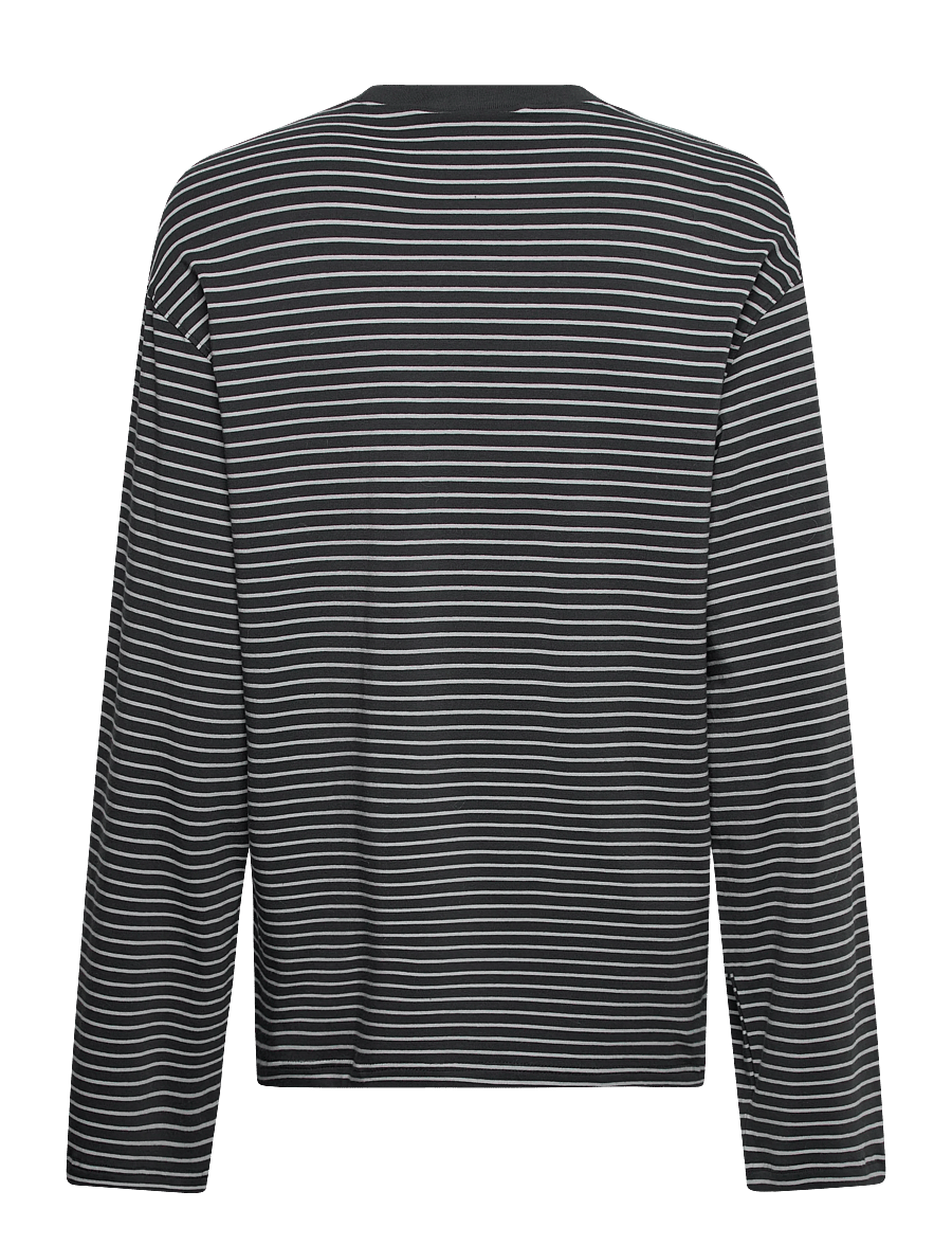 Weekday - Oversized Graphic Long Sleeve - long-sleeved tops - dark grey/black stripe - 1