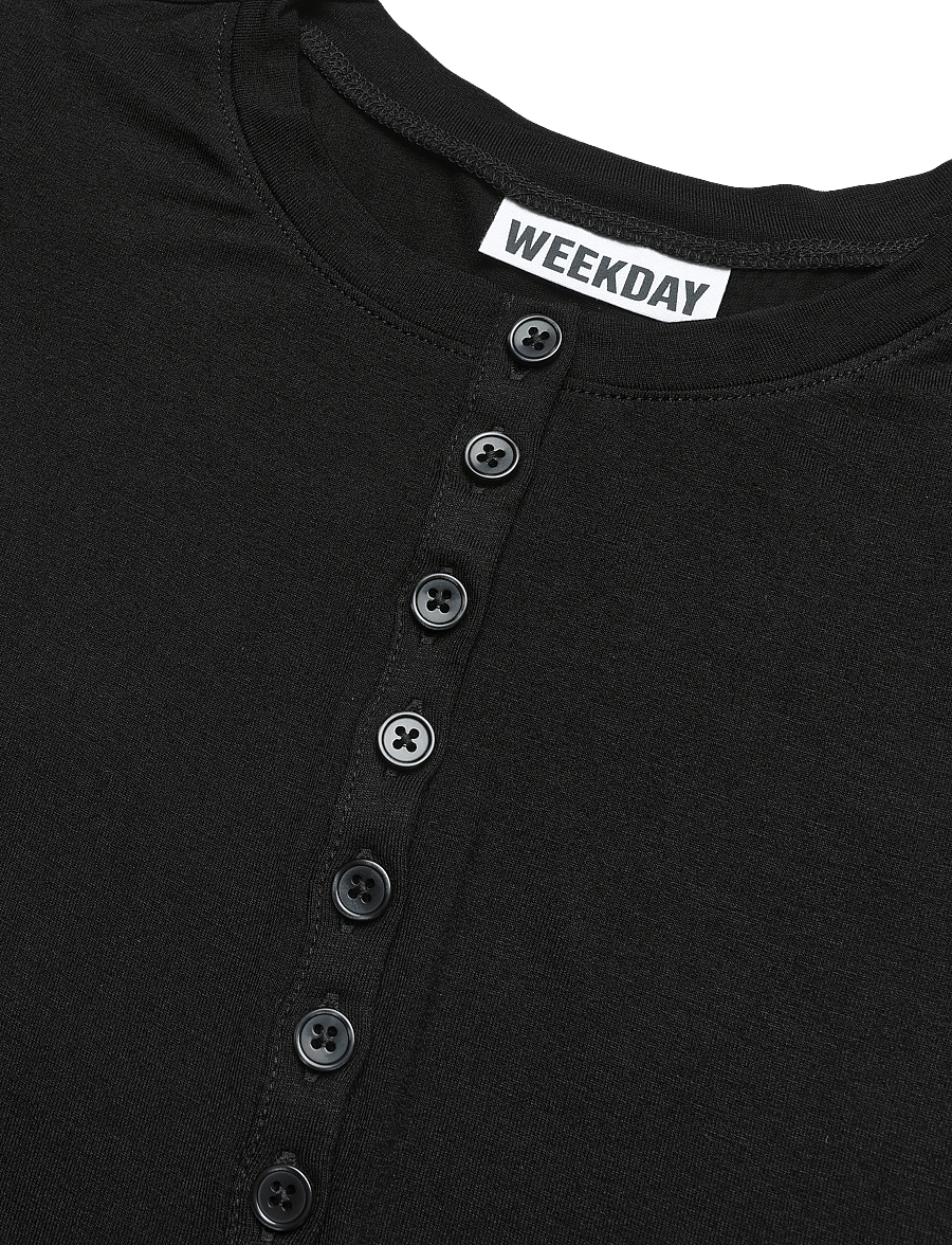Weekday - Henley Tank Top - tanktops - black - 2