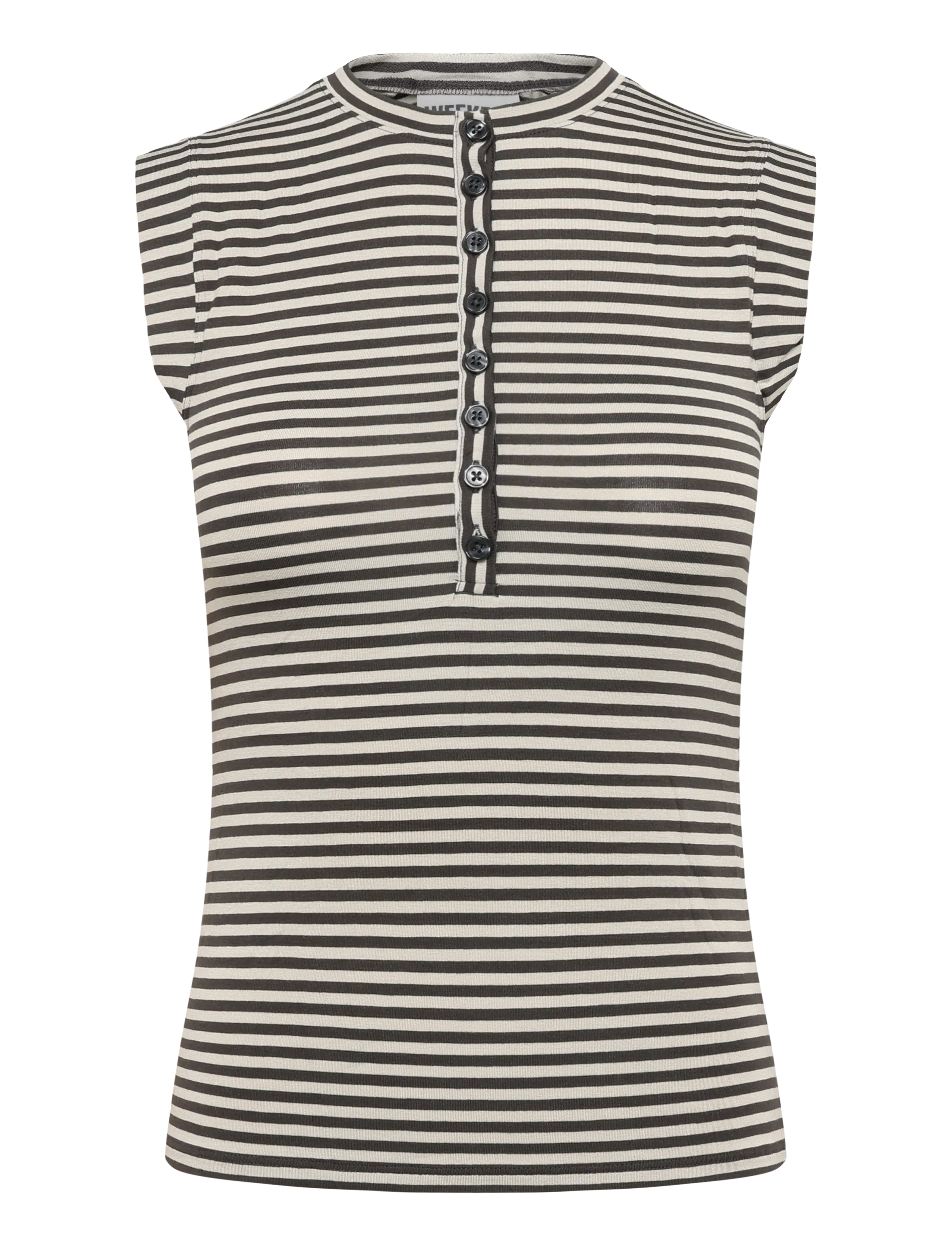 Weekday Henley Tank Top - Kläder - GREY STRIPE / grey
