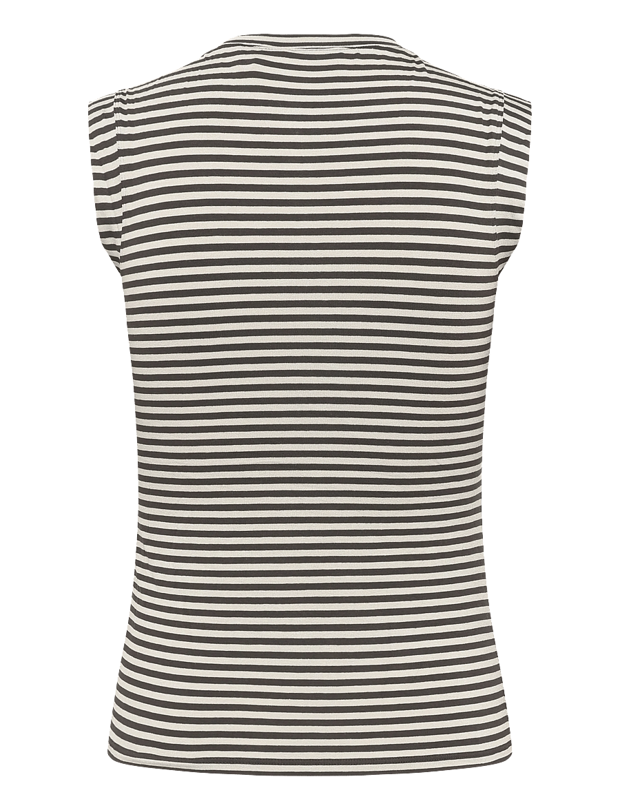 Weekday - Henley Tank Top - tanktops - grey stripe - 1