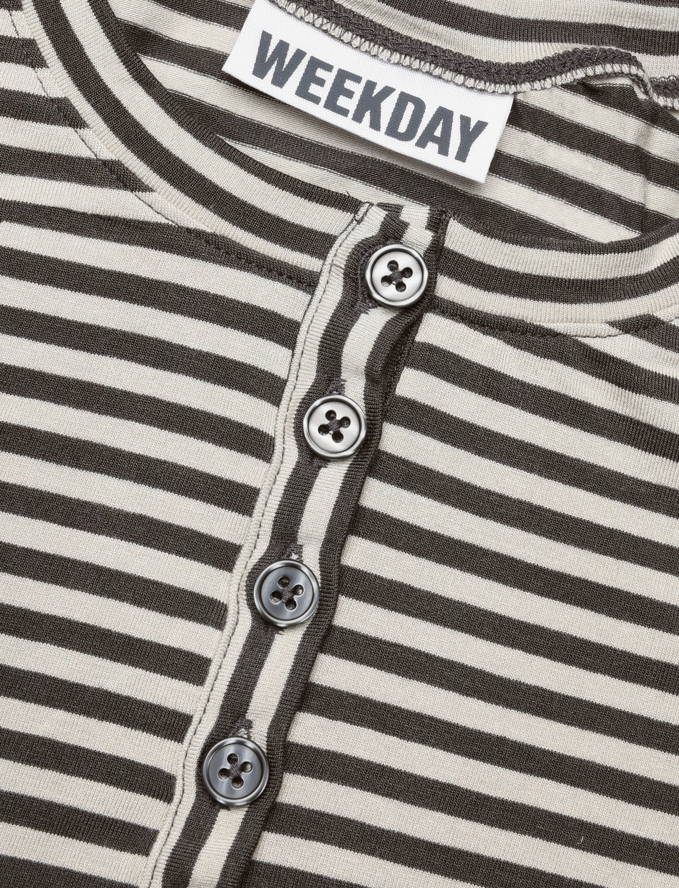 Weekday - Henley Tank Top - linnen - grey stripe - 2