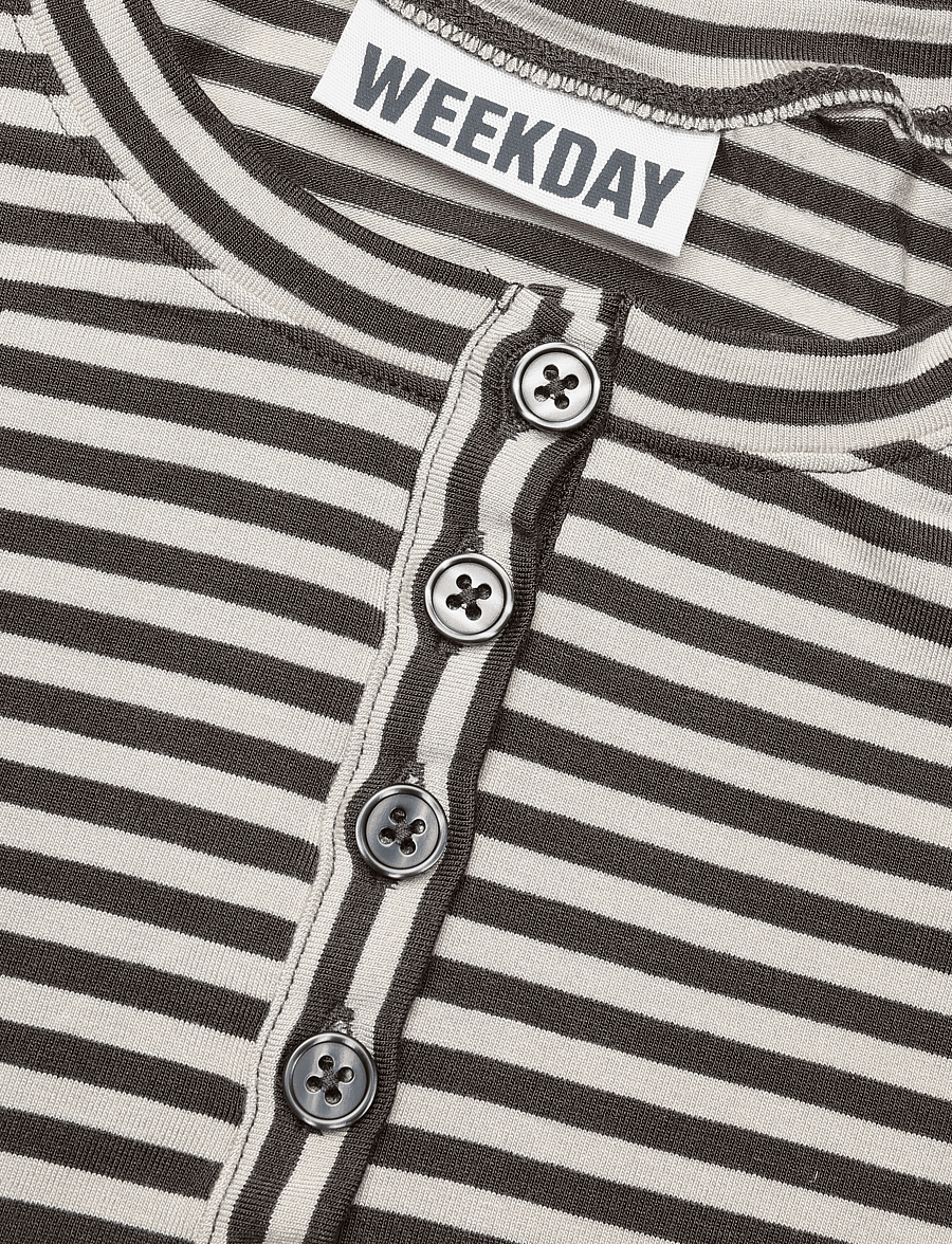 Weekday - Henley Tank Top - tanktops - grey stripe - 2