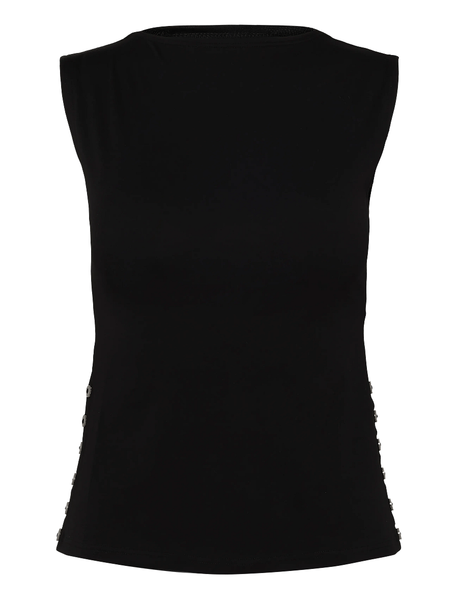 Weekday - Elodie Button Tank - Ärmellose tops - black - 0