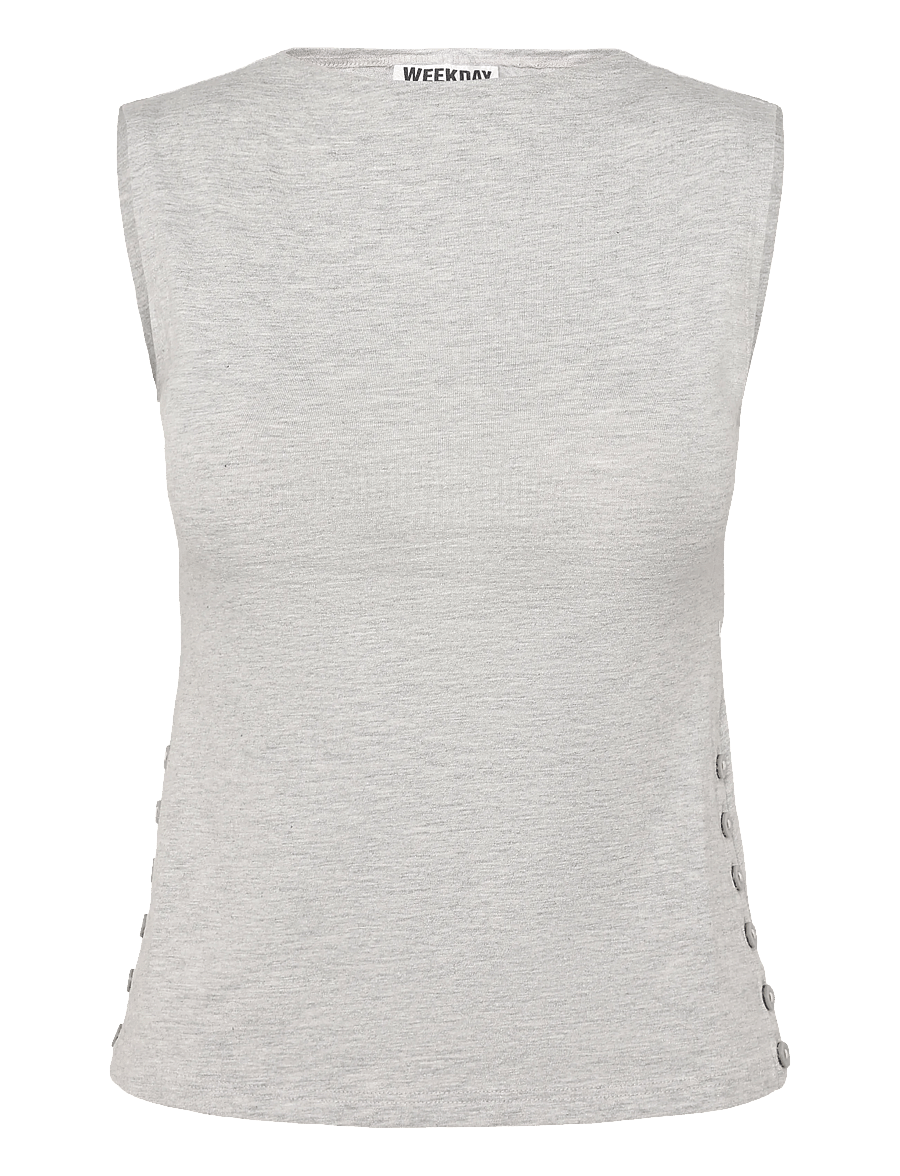 Weekday - Elodie Button Tank - tanktops - grey melange - 0