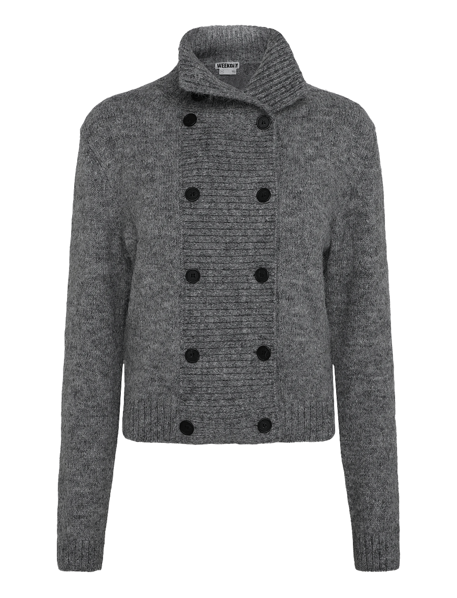 Weekday - Lucille Buttoned Cardigan - kardiganid - grey melange - 0