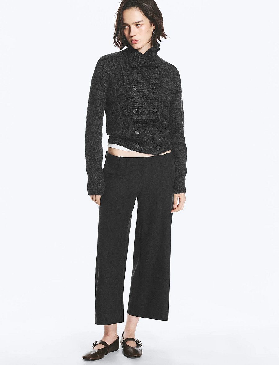Weekday - Alba Cropped Suiting Trousers - pidulikud püksid - grey melange check - 0