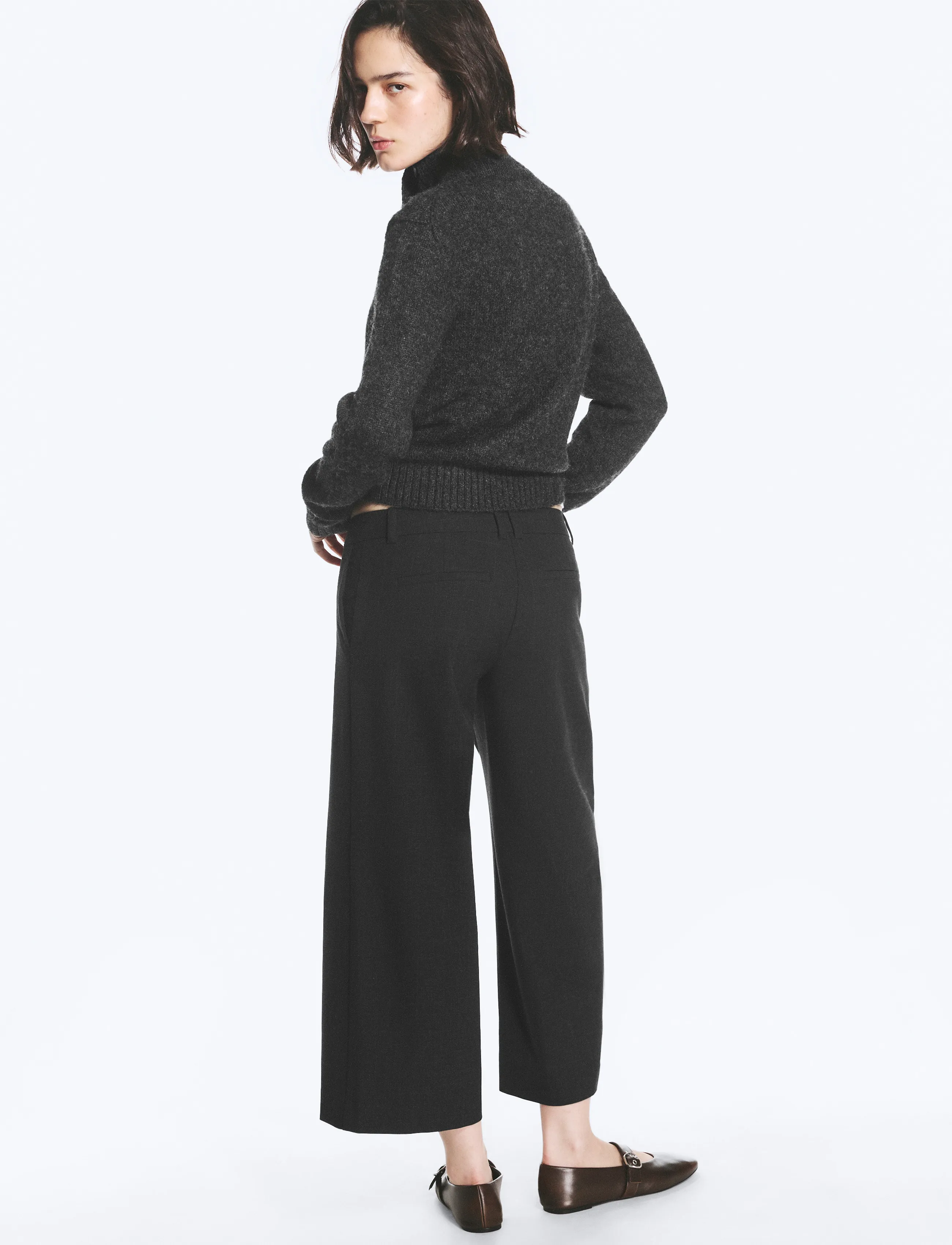 Weekday - Alba Cropped Suiting Trousers - anzugshosen - grey melange check - 5