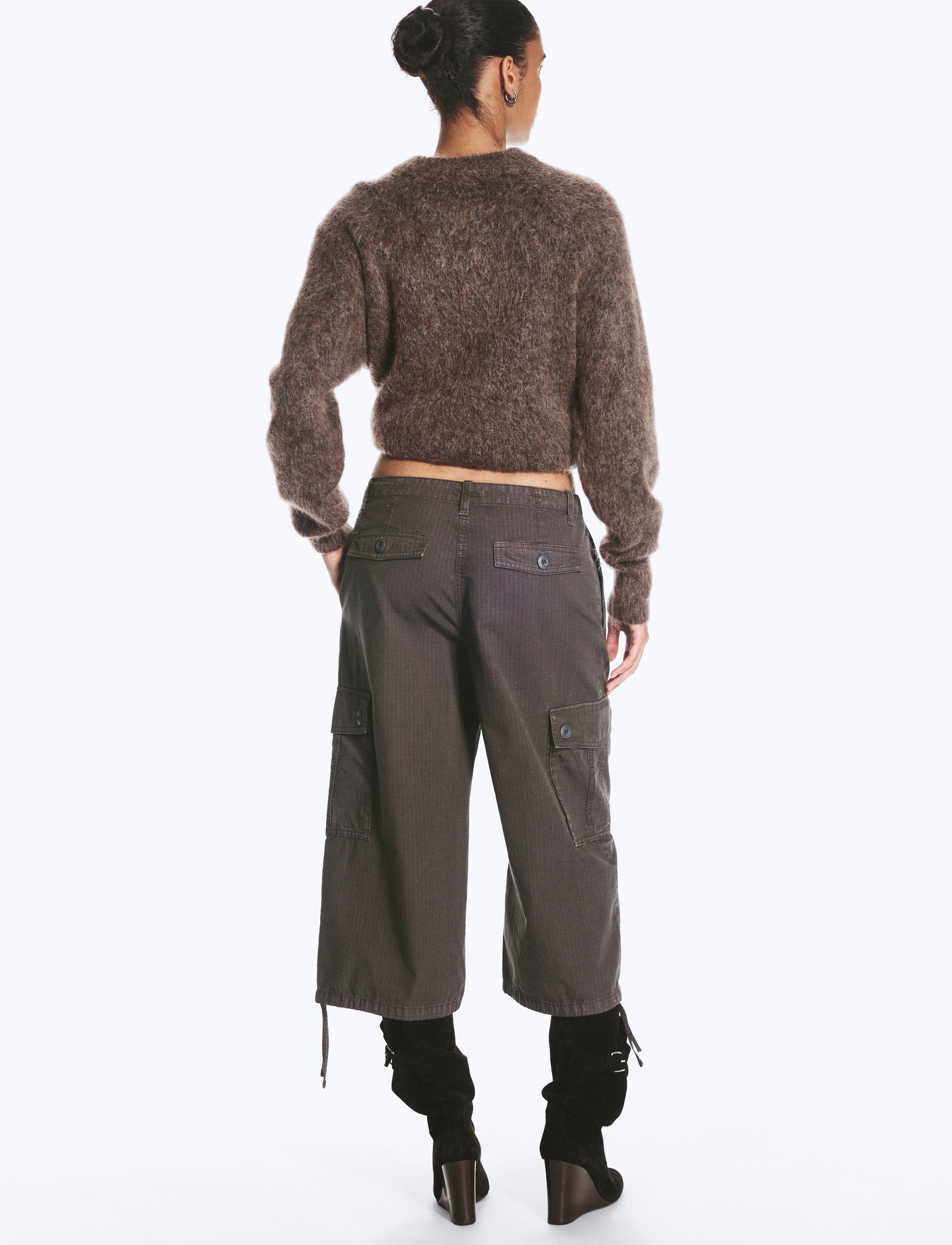 Weekday - Low-Rise Cropped Cargo Trousers - cargobukser - grey - 4