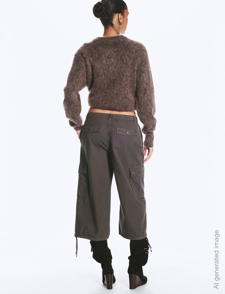 Weekday - Low-Rise Cropped Cargo Trousers - cargobukser - grey - 4
