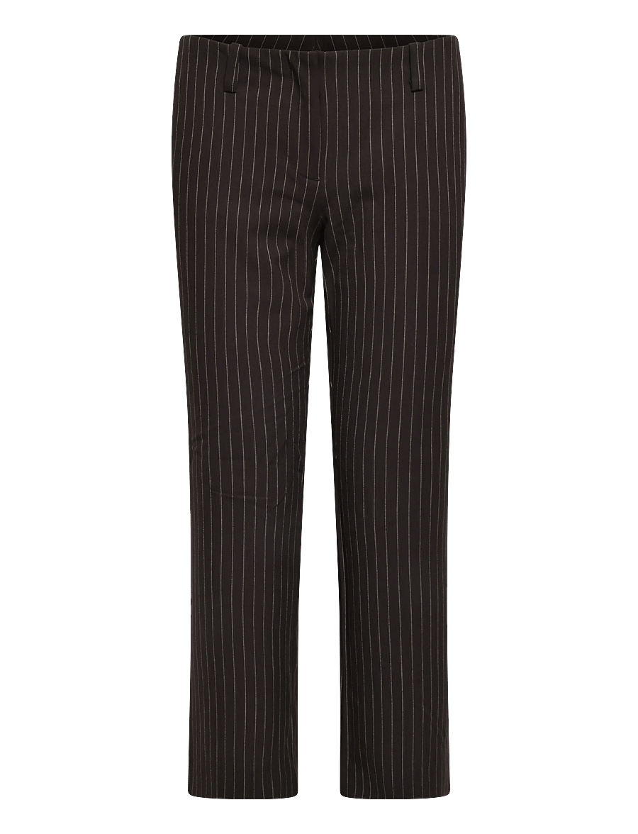 Weekday - Mei Cropped Trousers - capri bukser - brown pinstripe - 1
