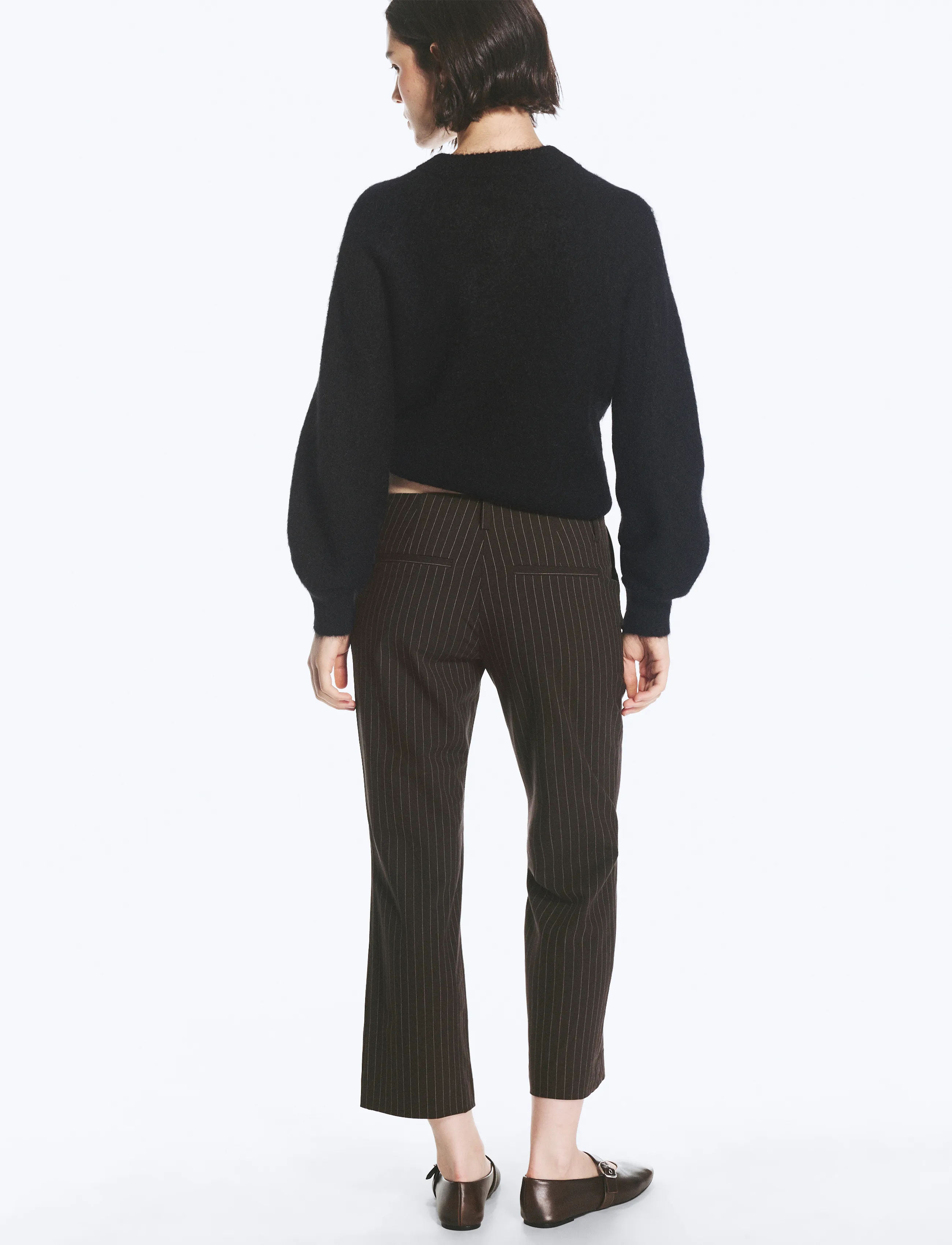 Weekday - Mei Cropped Trousers - capri bukser - brown pinstripe - 5