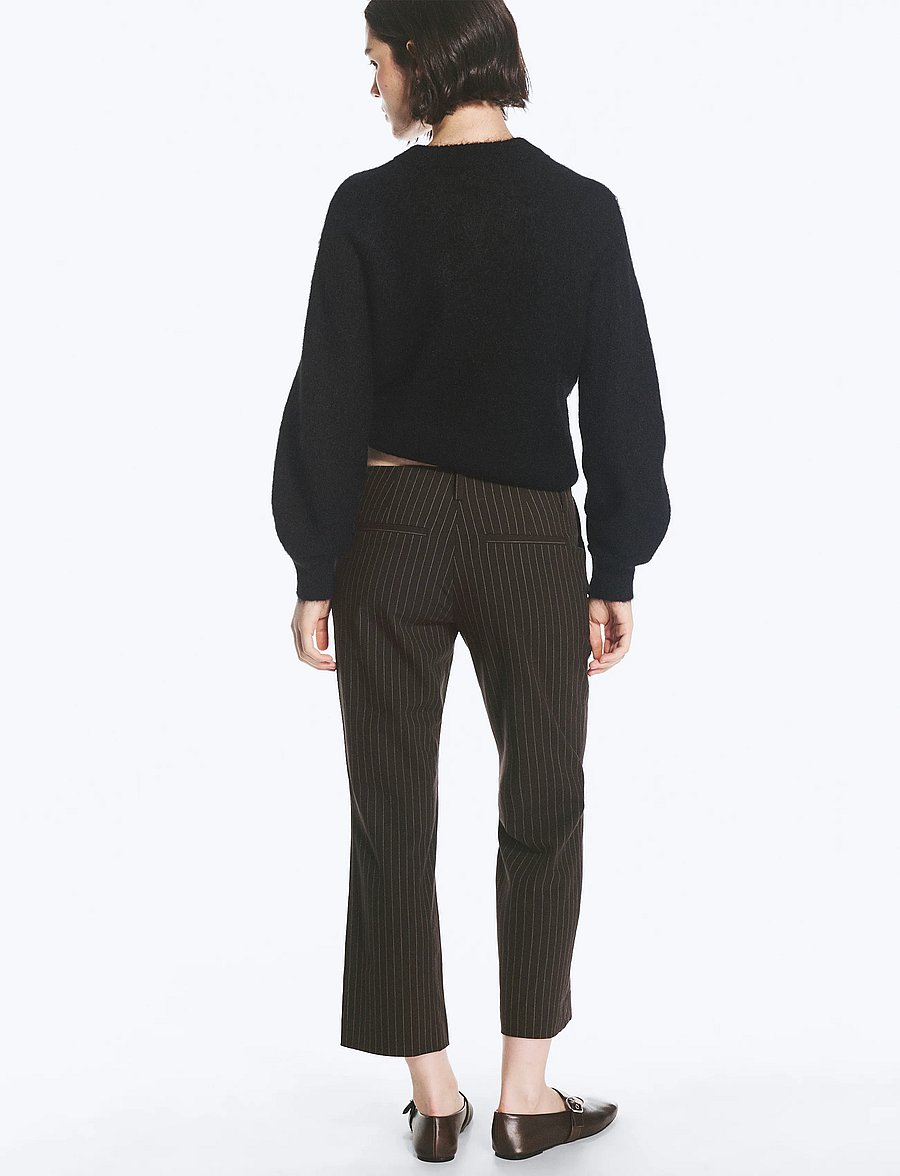 Weekday - Mei Cropped Trousers - capri bukser - brown pinstripe - 5
