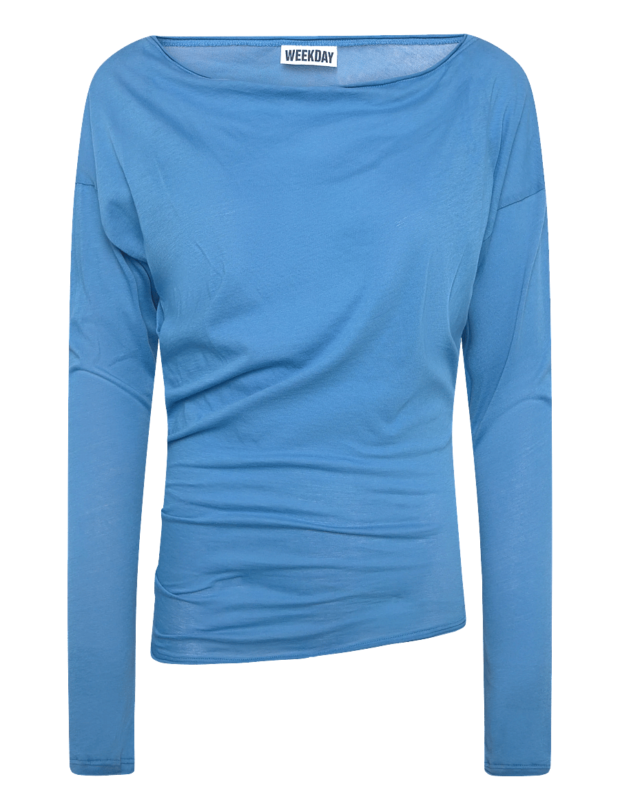 Weekday - Emma Off Shoulder LS - langärmlige tops - aqua blue - 0